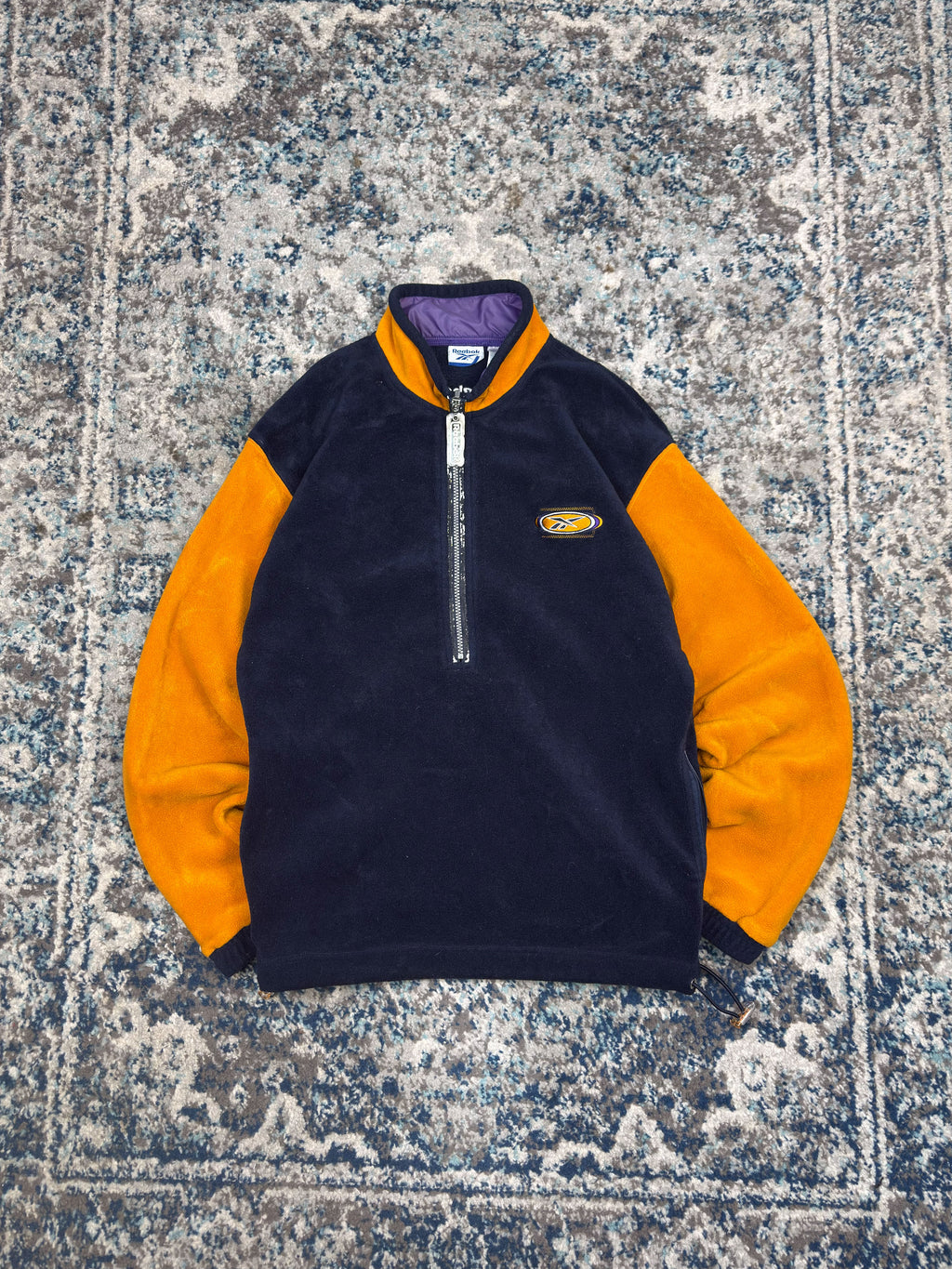 Vintage Reebok Embroidered Logo 1/2 Zip Pullover Fleece Sweatshirt Size Medium
