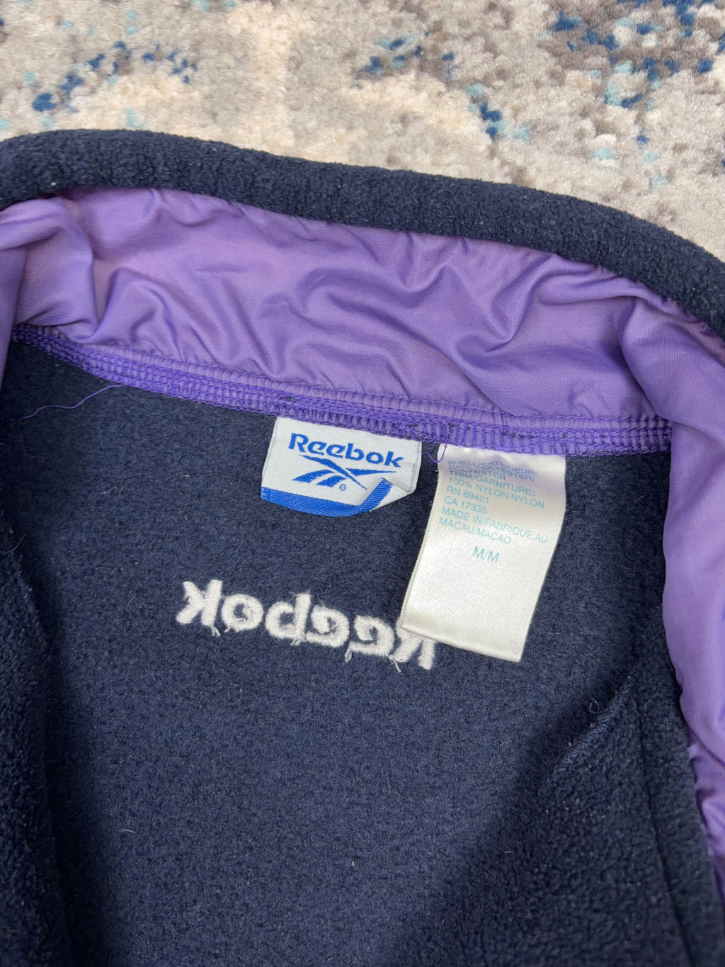 Vintage Reebok Embroidered Logo 1/2 Zip Pullover Fleece Sweatshirt Size Medium