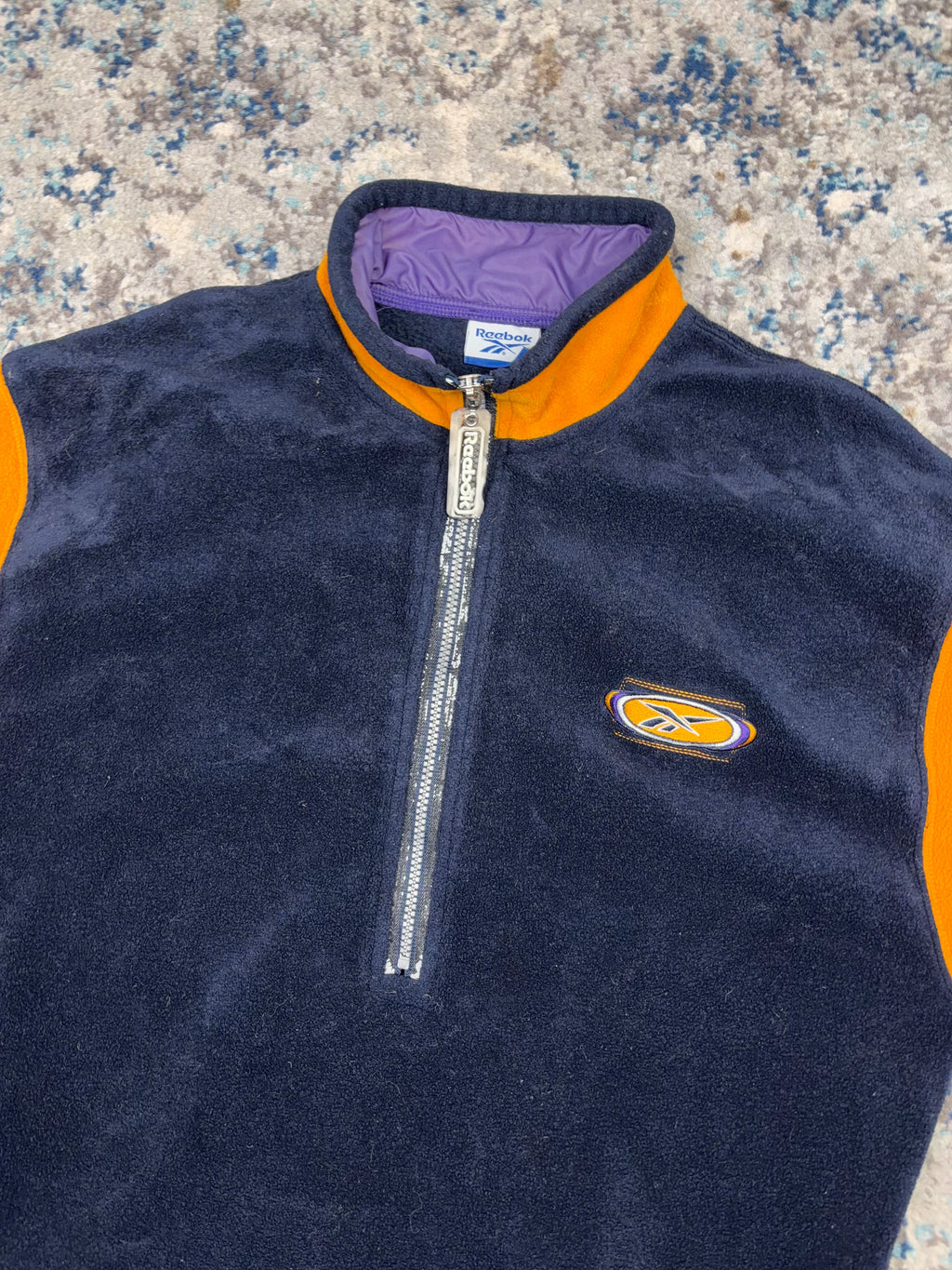 Vintage Reebok Embroidered Logo 1/2 Zip Pullover Fleece Sweatshirt Size Medium