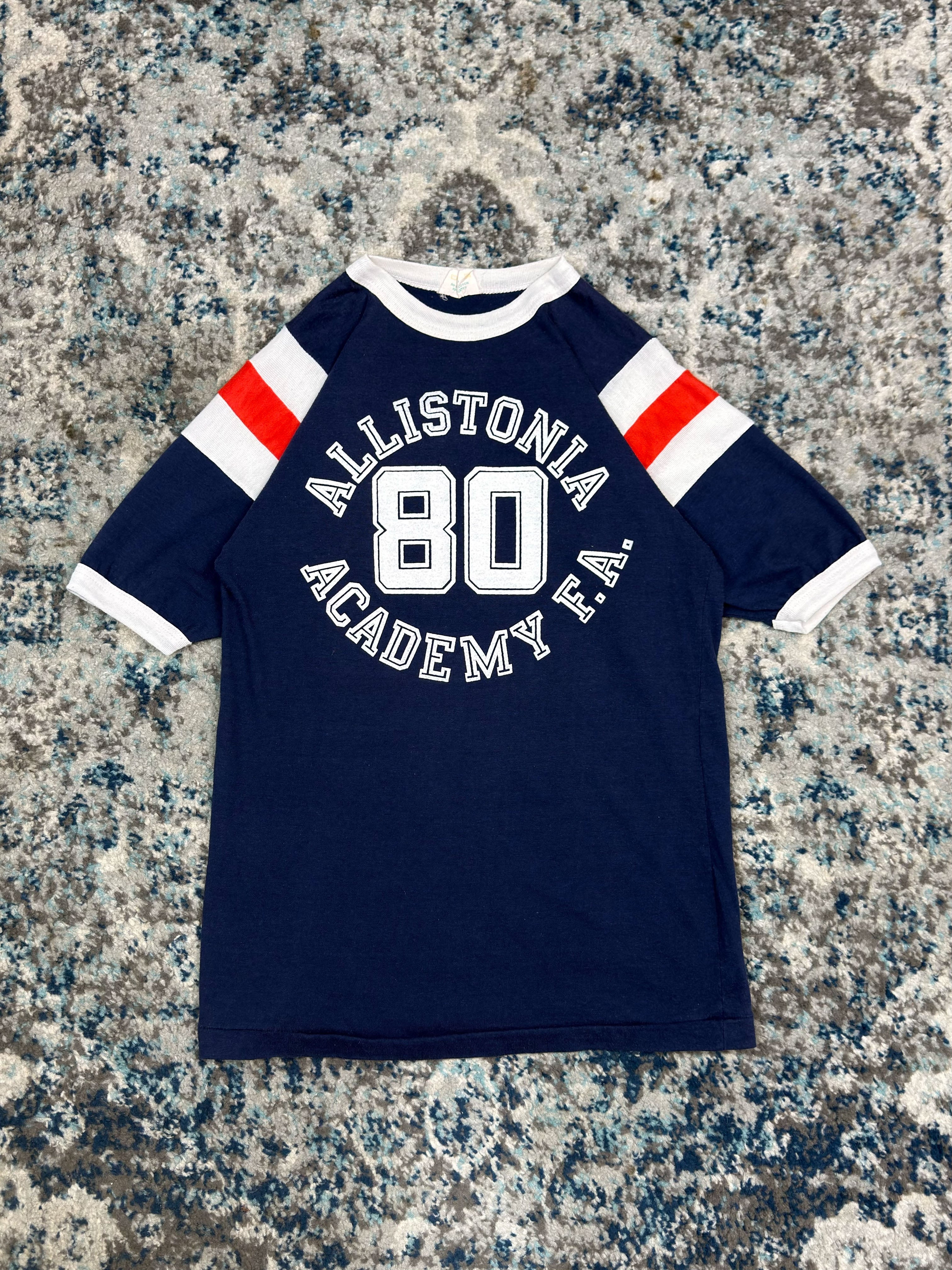 Vintage 80s/90s Allistonia Academy F.A. NCAA T-Shirt Style Jersey Size Small