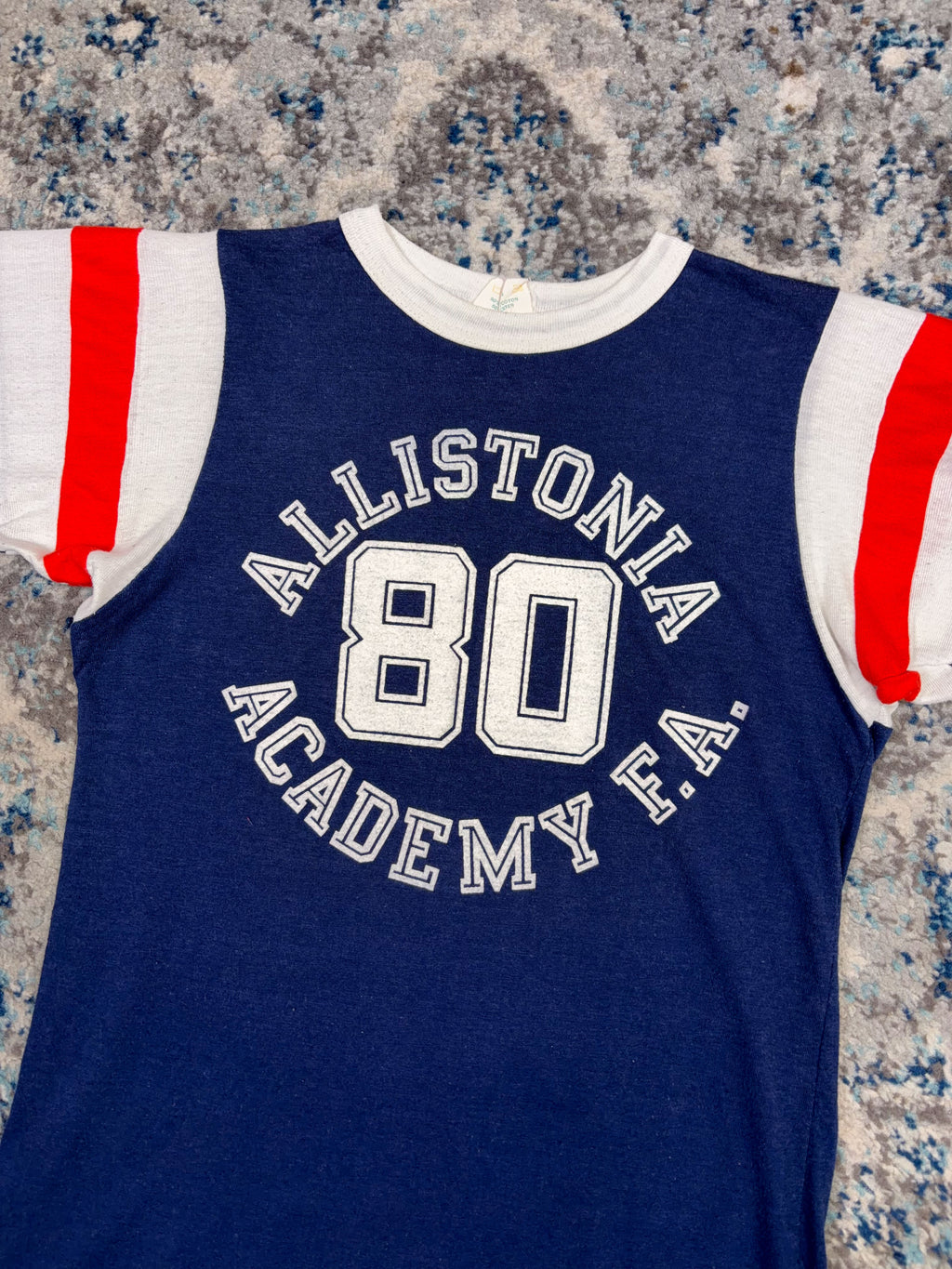Vintage 80s/90s Allistonia Academy F.A. NCAA T-Shirt Style Jersey Size Small