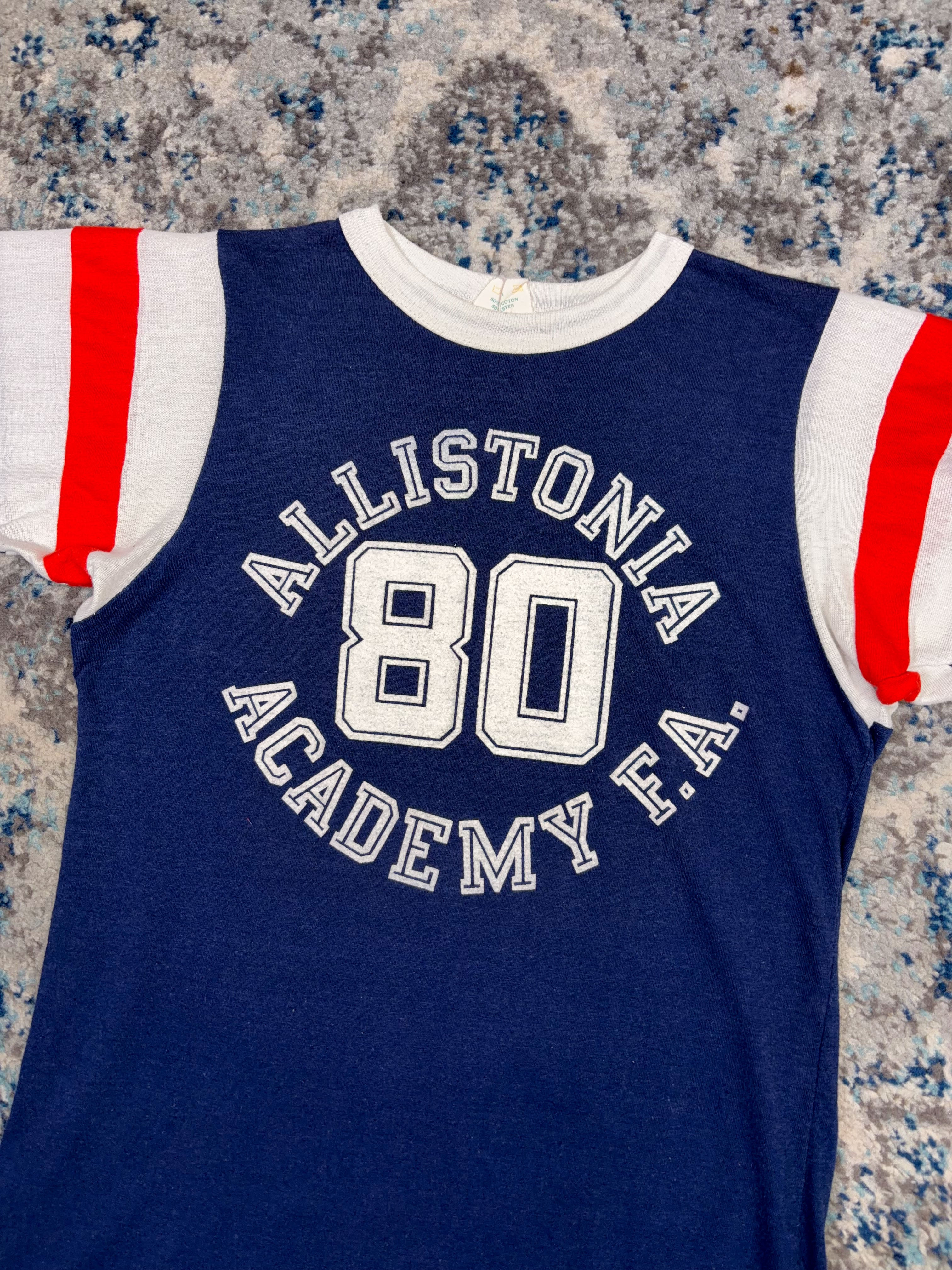 Vintage 80s/90s Allistonia Academy F.A. NCAA T-Shirt Style Jersey Size Small