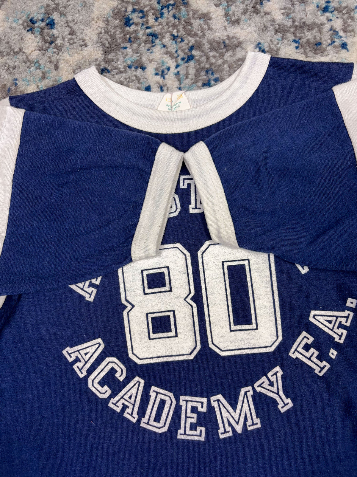 Vintage 80s/90s Allistonia Academy F.A. NCAA T-Shirt Style Jersey Size Small