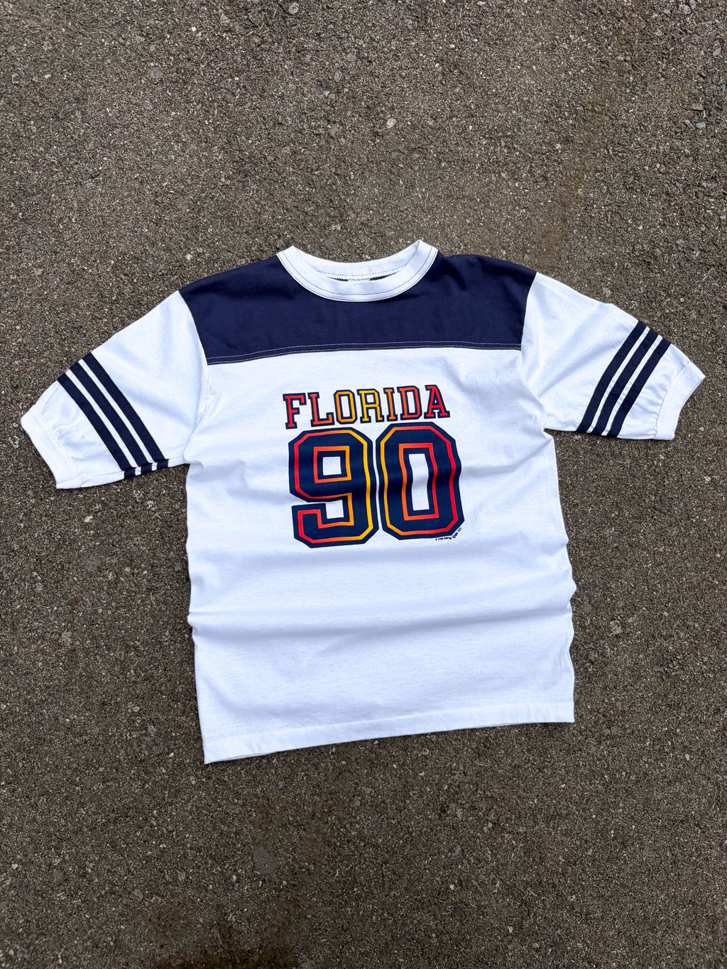 Vintage 1990 Florida Destination Graphic T-Shirt Style Football Jersey Size Medium