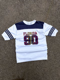 Vintage 1990 Florida Destination Graphic T-Shirt Style Football Jersey Size Medium