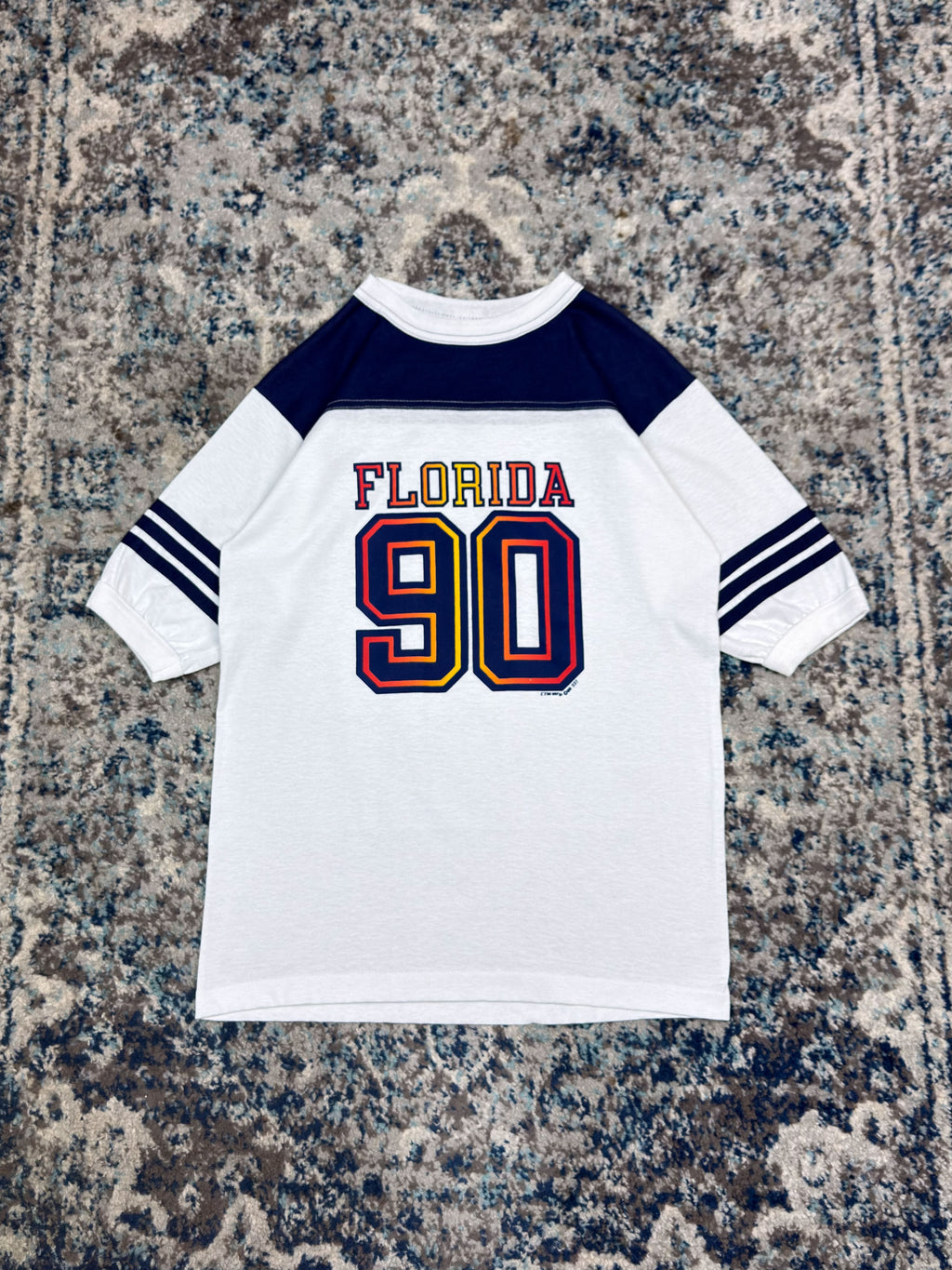 Vintage 1990 Florida Destination Graphic T-Shirt Style Football Jersey Size Medium