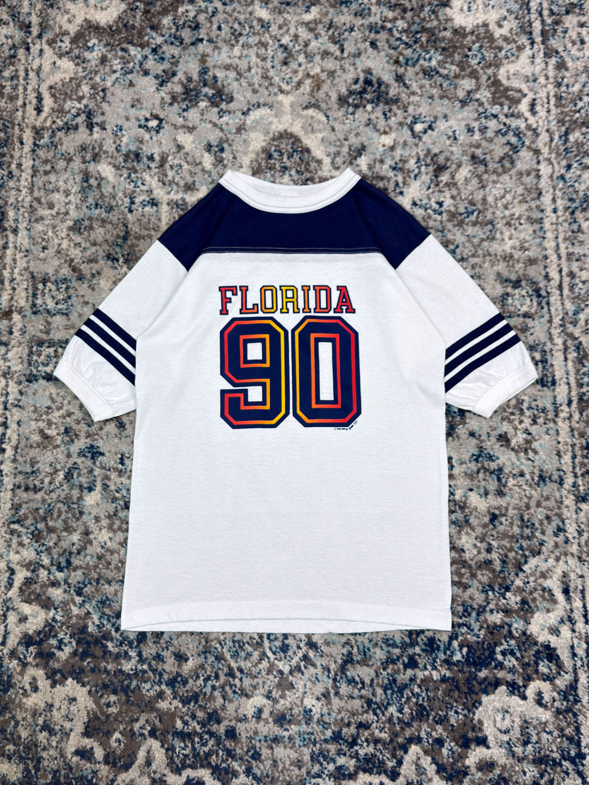 Vintage 1990 Florida Destination Graphic T-Shirt Style Football Jersey Size Medium
