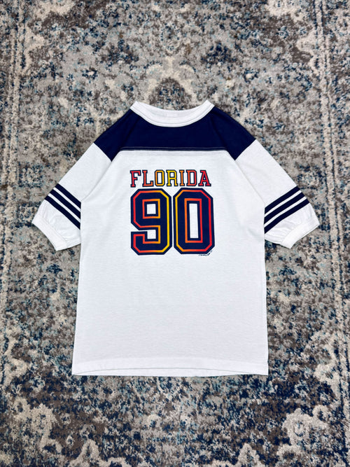 Vintage 1990 Florida Destination Graphic T-Shirt Style Football Jersey Size Medium