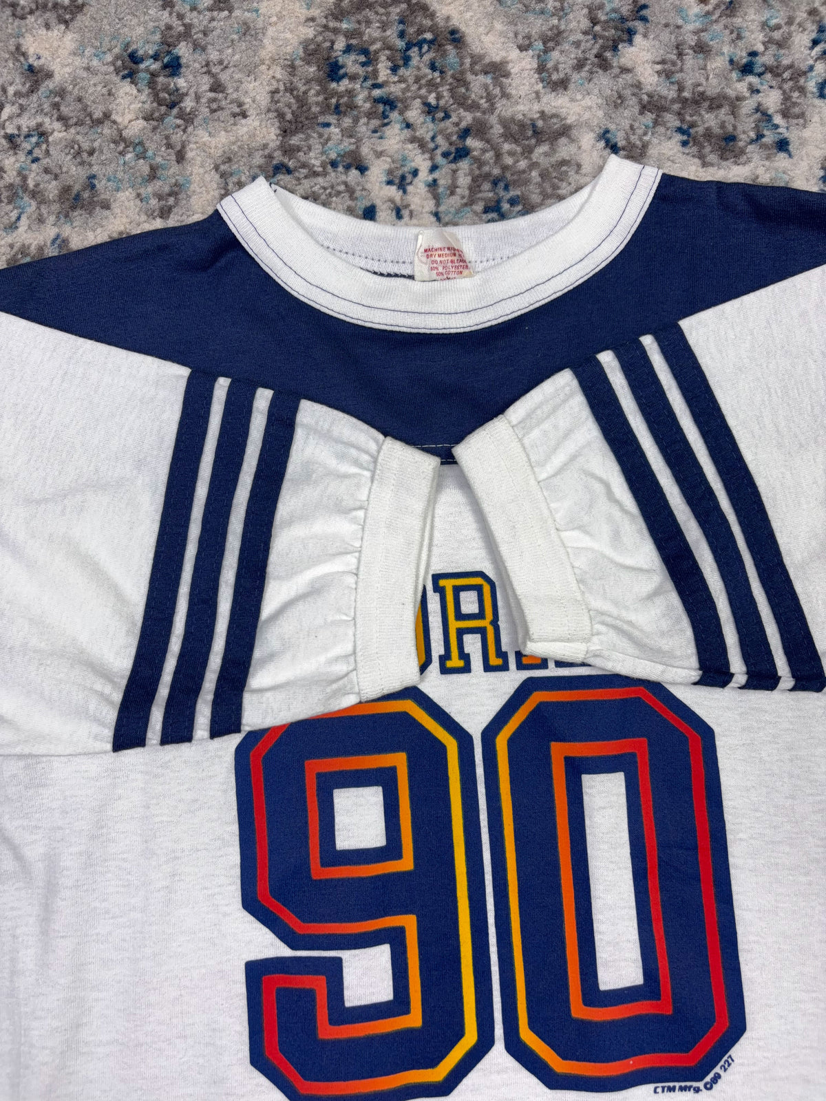 Vintage 1990 Florida Destination Graphic T-Shirt Style Football Jersey Size Medium