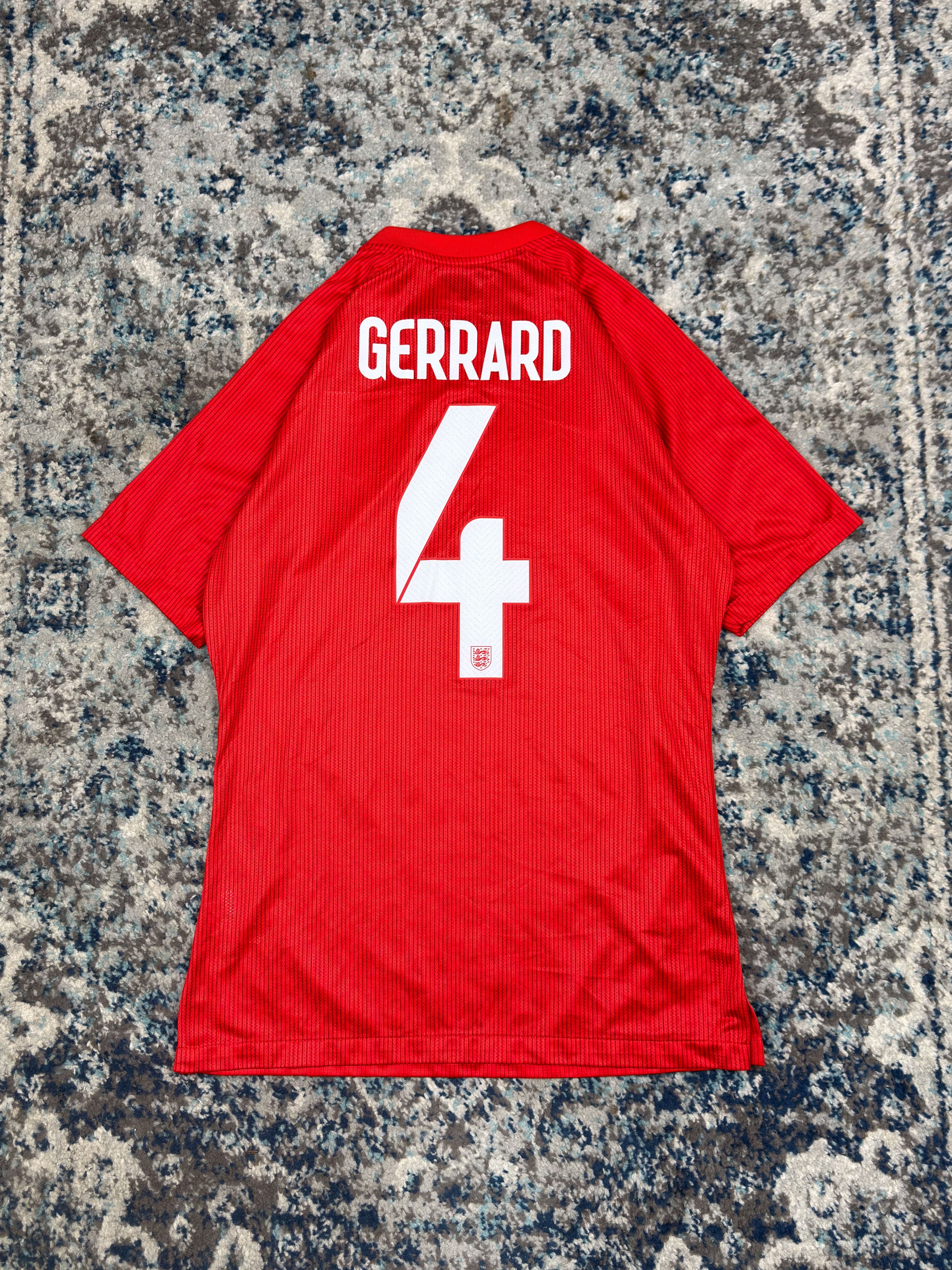 2014-15 Steven Gerrard #4 England FC Away Nike Lion Crest Football Jersey Size Medium