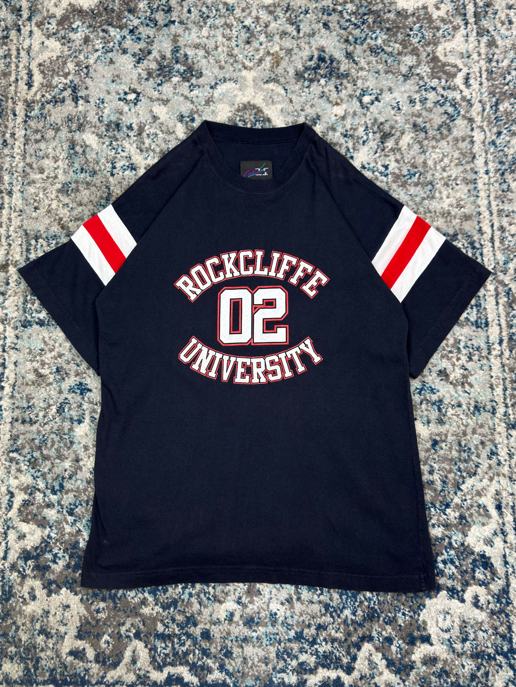 Vintage 80s/90s #02 Rockcliffe University NCAA T-Shirt Style Football Jersey Size Large