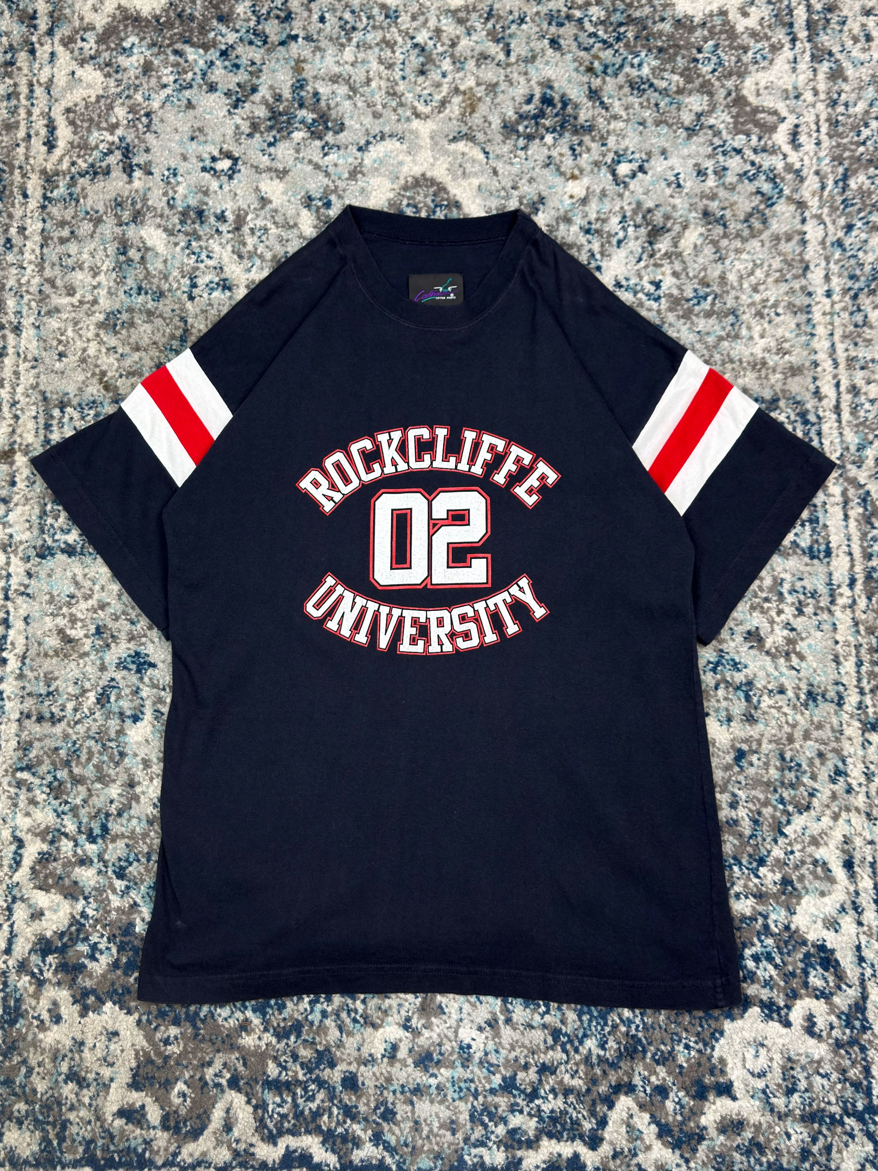 Vintage 80s/90s #02 Rockcliffe University NCAA T-Shirt Style Football Jersey Size Large