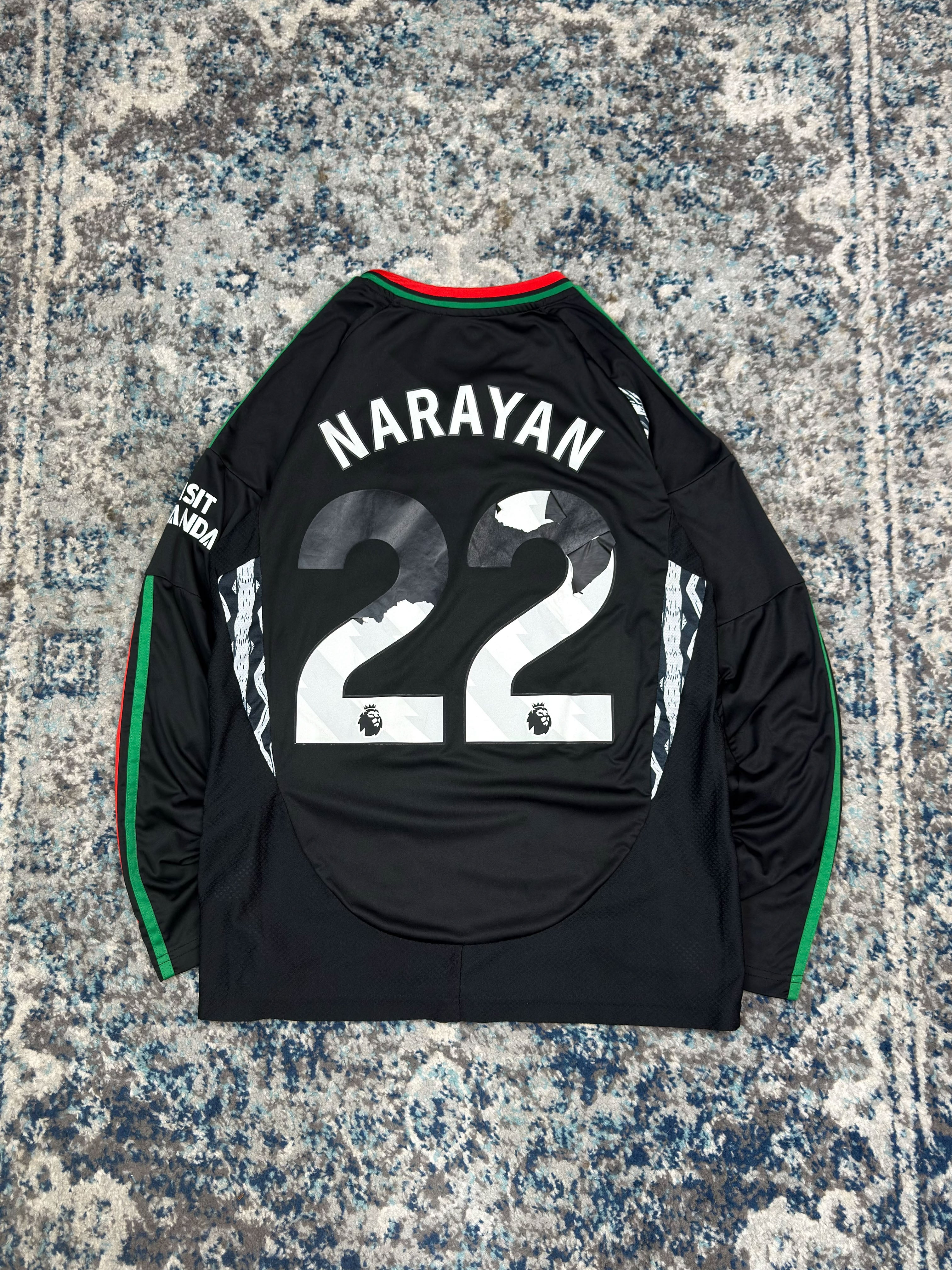 2024-25 Arsenal FC #22 Narayan Adidas Away Long Sleeve Soccer Jersey Size Medium