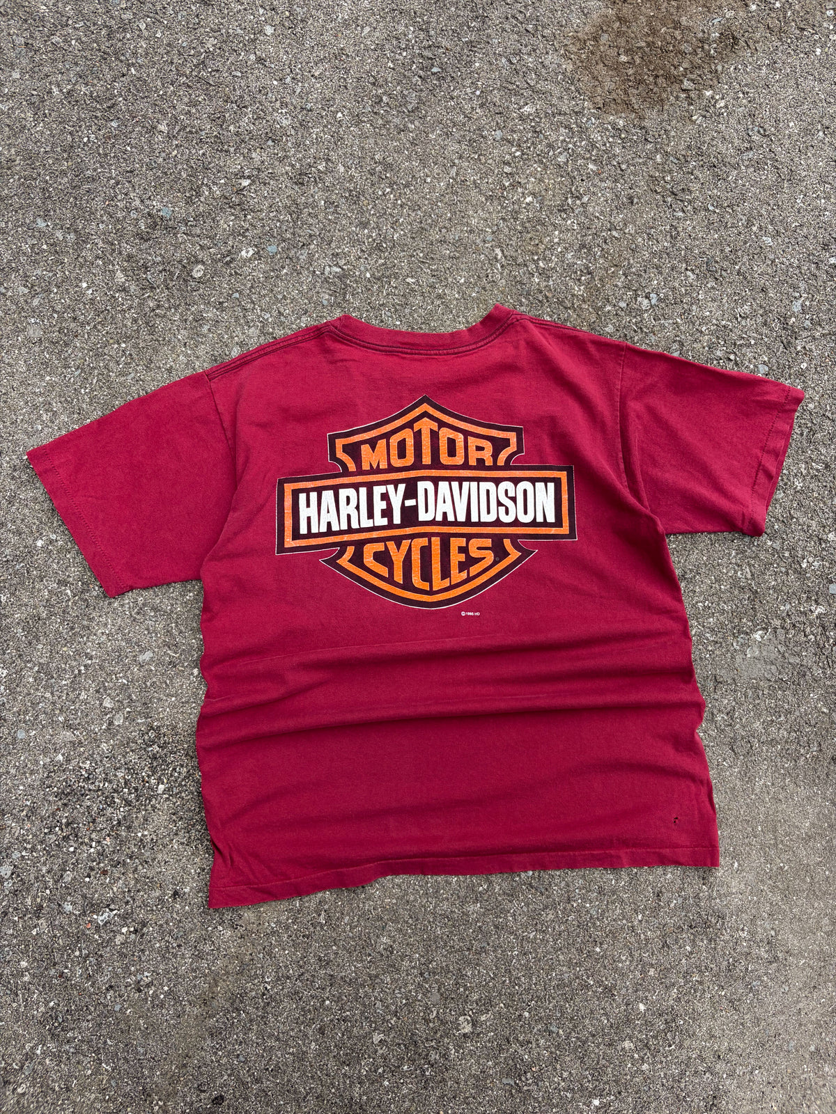 Vintage 1995 Harley Davidson Classic Logo Back Graphic Single Pocket T-Shirt Size Large