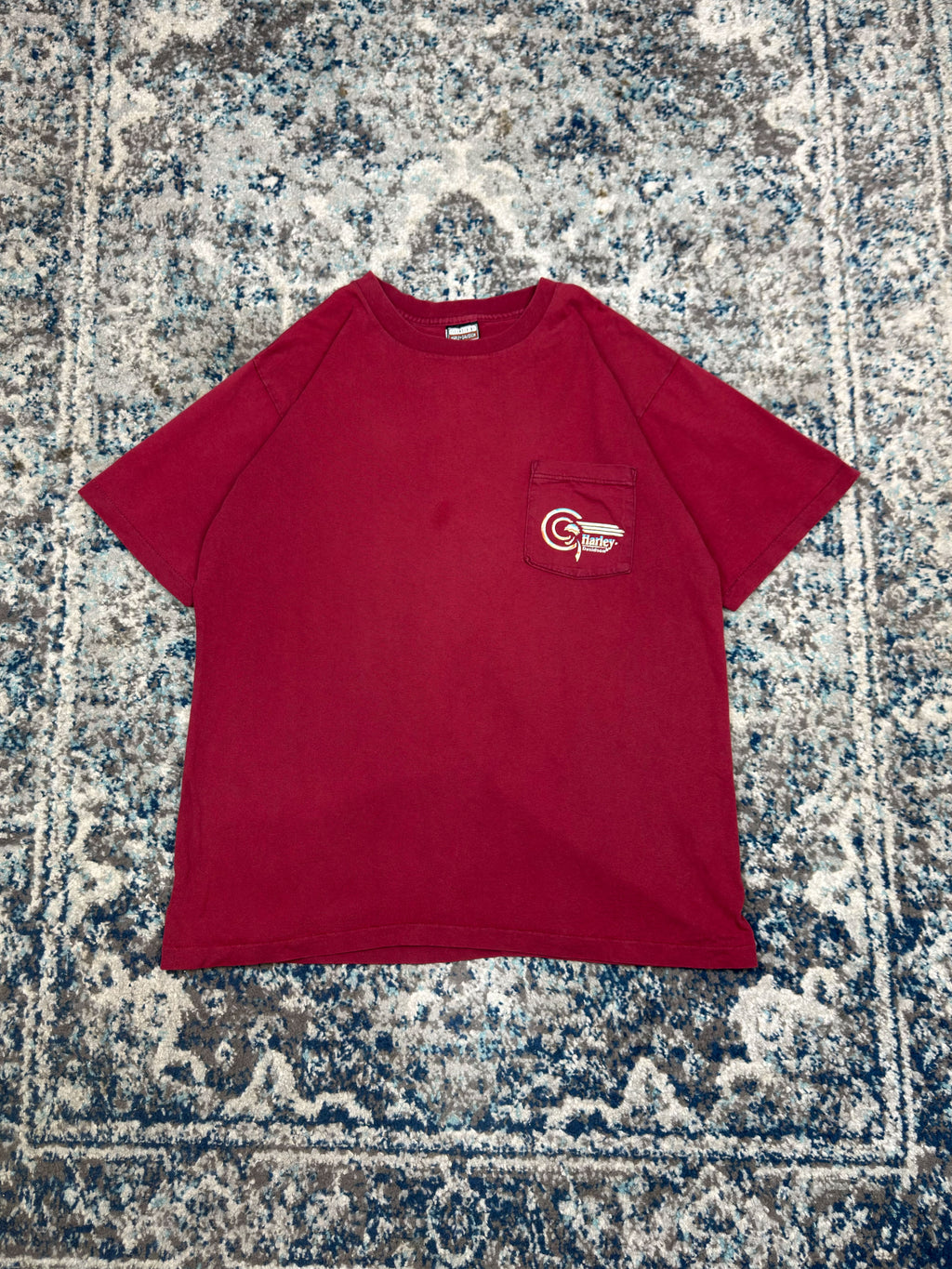 Vintage 1995 Harley Davidson Classic Logo Back Graphic Single Pocket T-Shirt Size Large