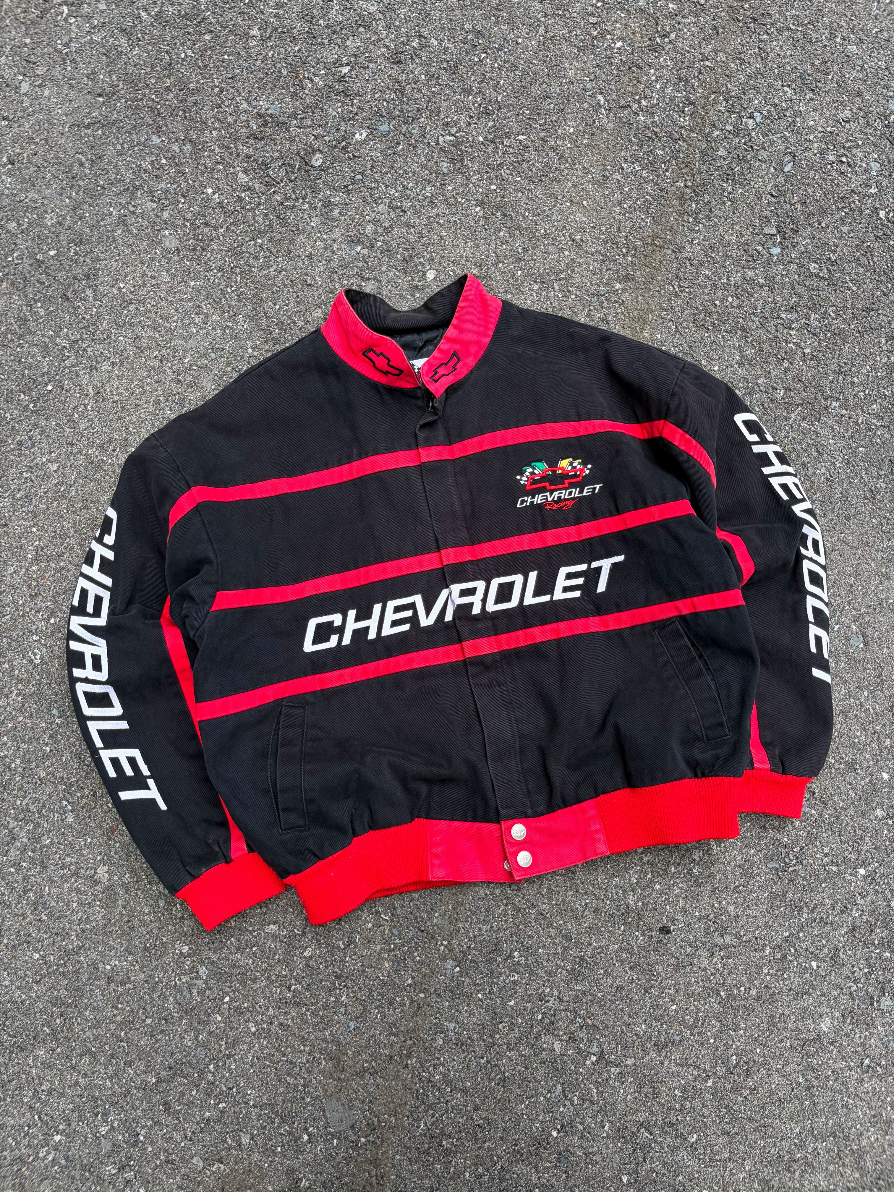 Vintage 90s Chevrolet Racing Embroidered Logo Spellout Racing Jacket Size Medium