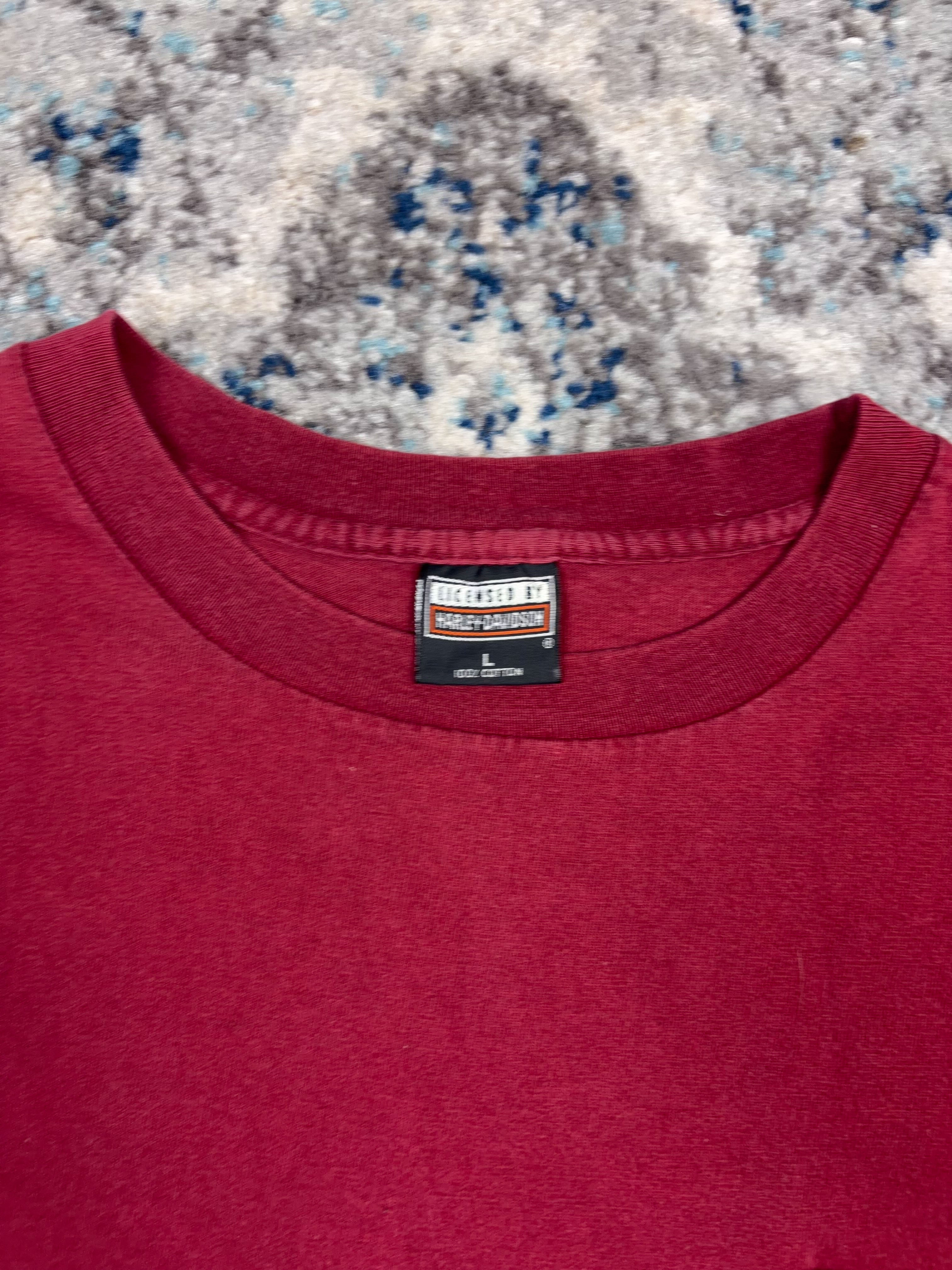 Vintage 1995 Harley Davidson Classic Logo Back Graphic Single Pocket T-Shirt Size Large
