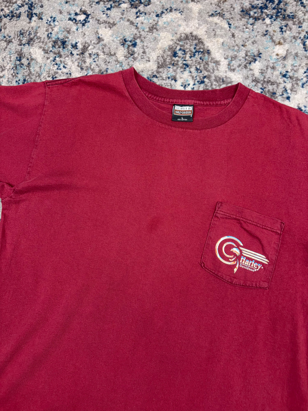 Vintage 1995 Harley Davidson Classic Logo Back Graphic Single Pocket T-Shirt Size Large