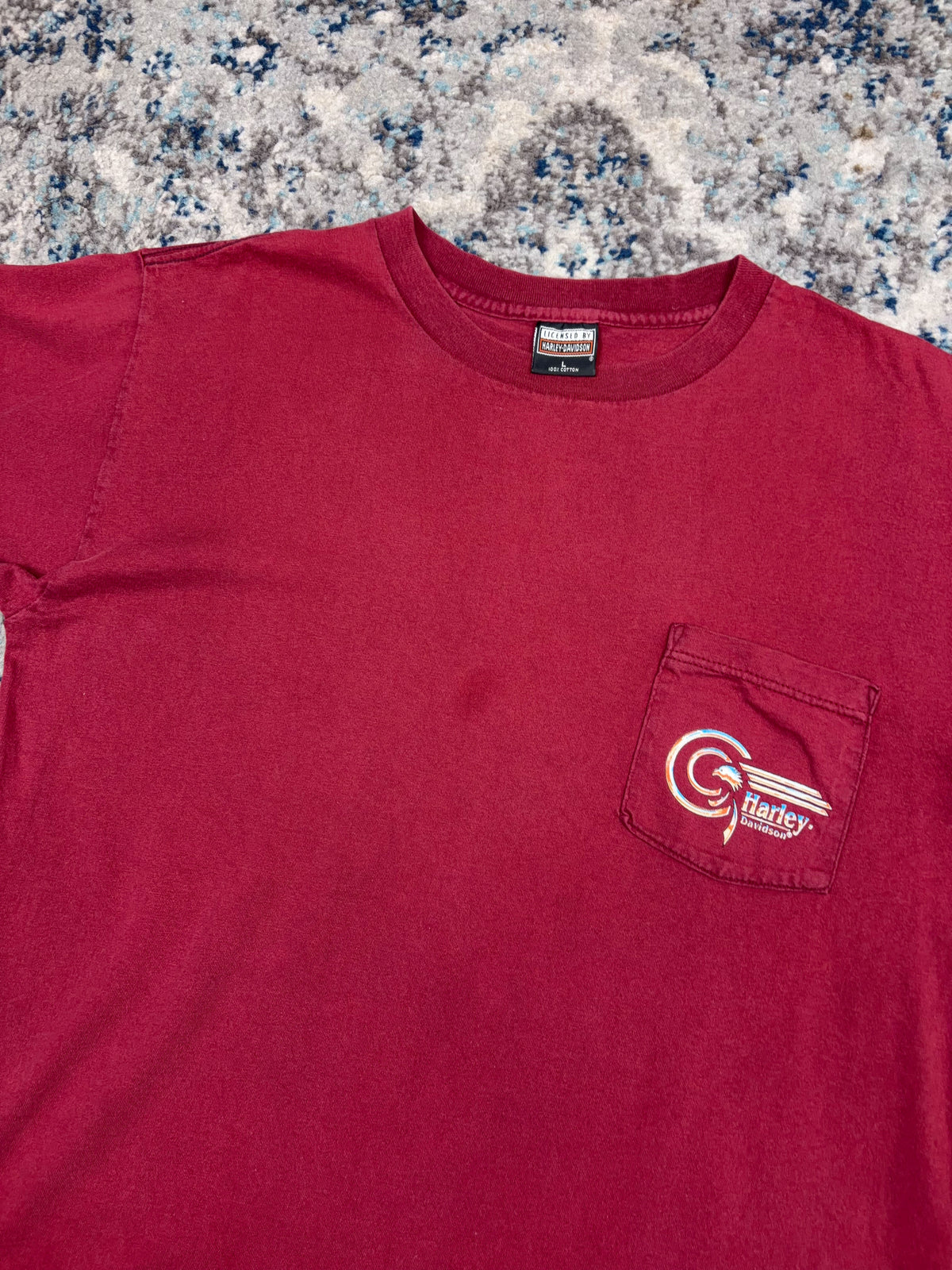 Vintage 1995 Harley Davidson Classic Logo Back Graphic Single Pocket T-Shirt Size Large