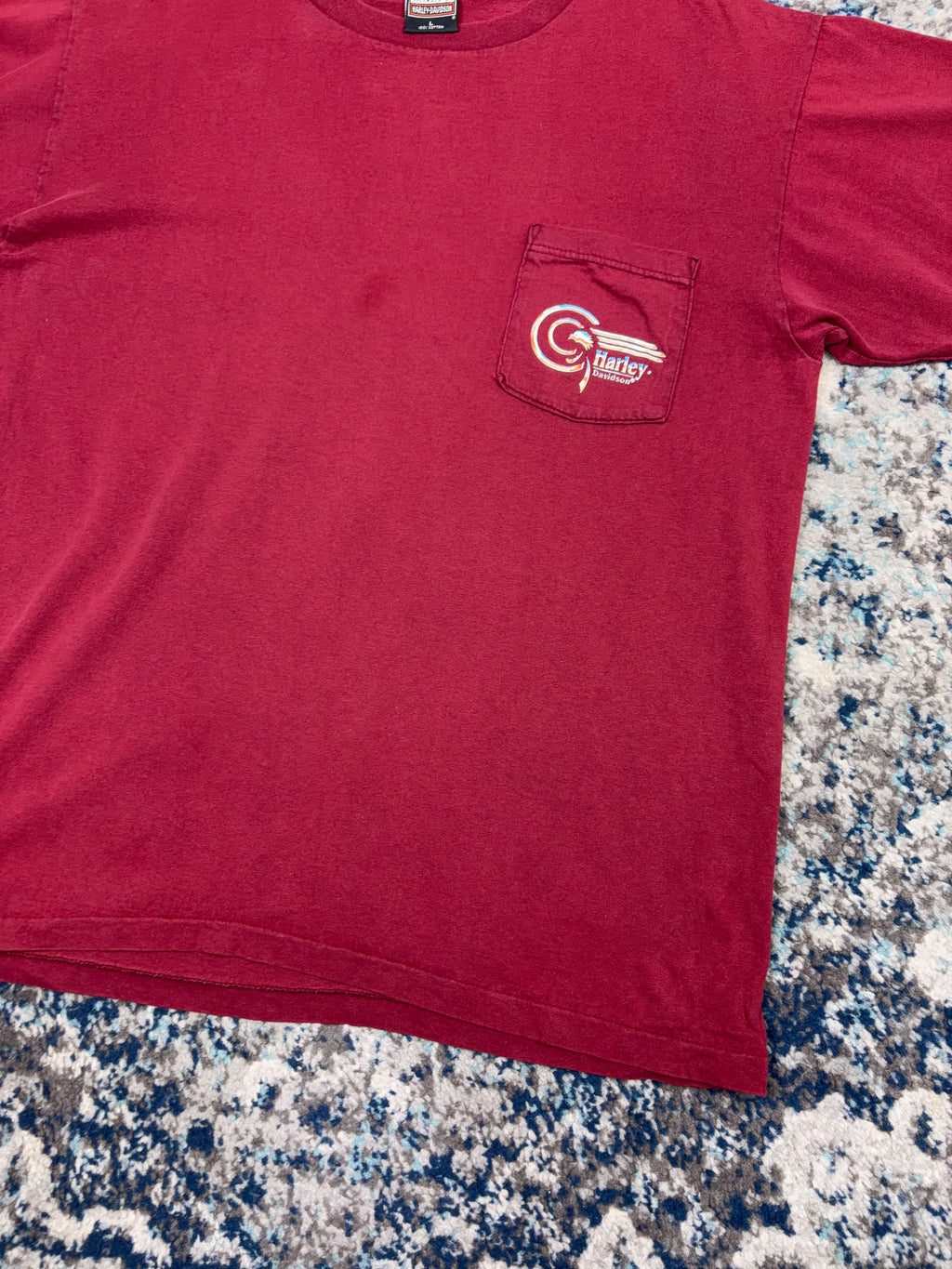 Vintage 1995 Harley Davidson Classic Logo Back Graphic Single Pocket T-Shirt Size Large