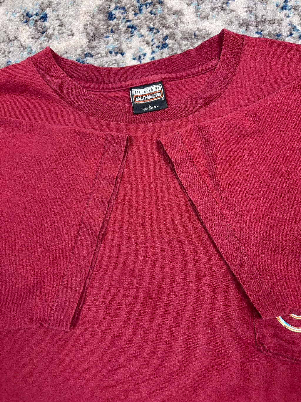 Vintage 1995 Harley Davidson Classic Logo Back Graphic Single Pocket T-Shirt Size Large