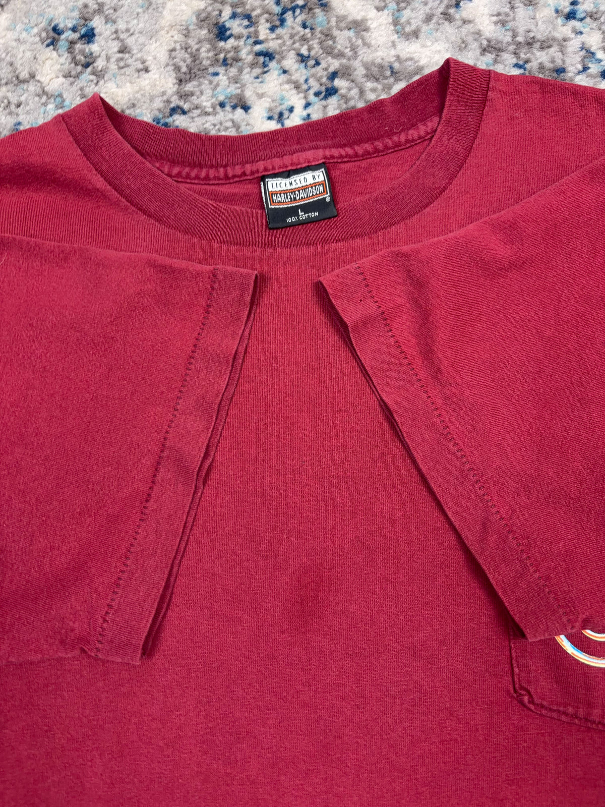 Vintage 1995 Harley Davidson Classic Logo Back Graphic Single Pocket T-Shirt Size Large