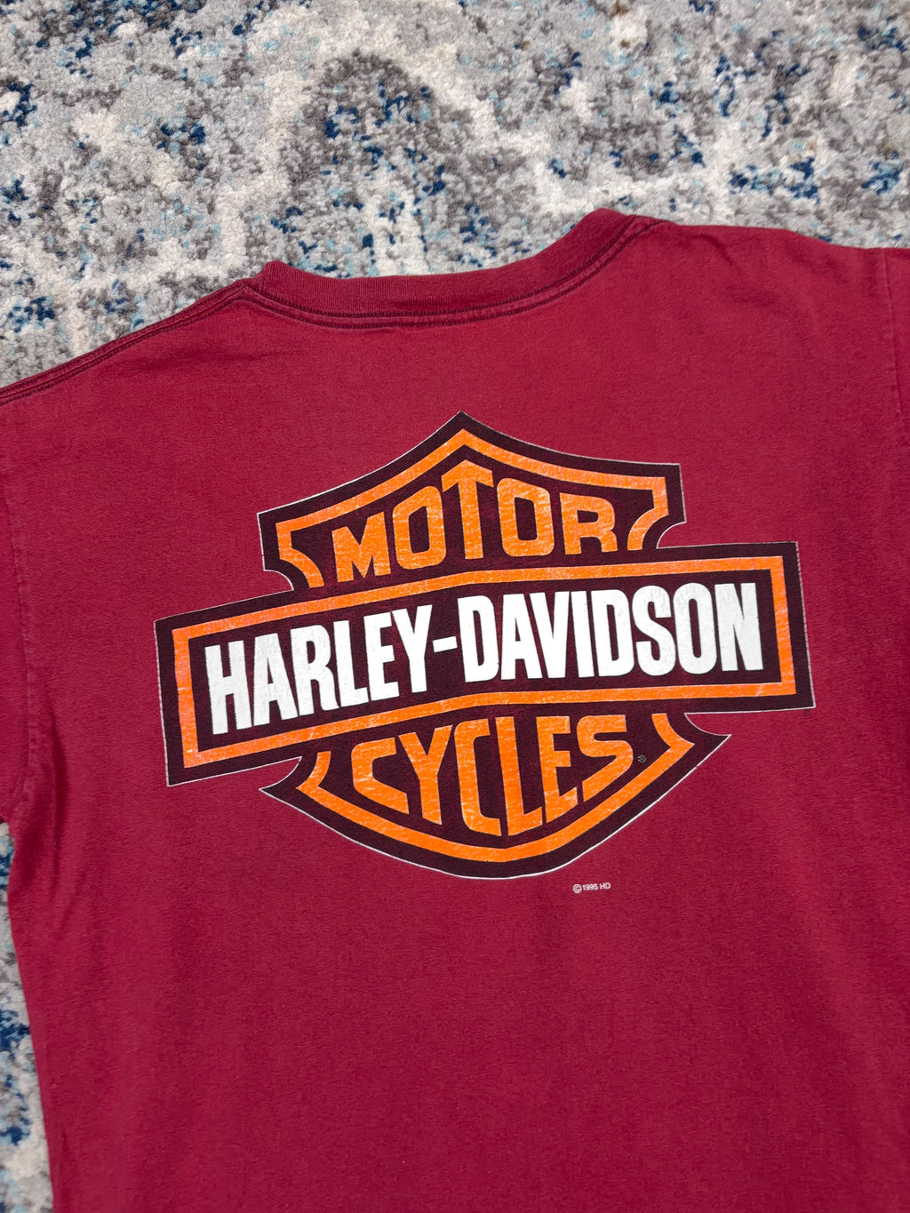 Vintage 1995 Harley Davidson Classic Logo Back Graphic Single Pocket T-Shirt Size Large