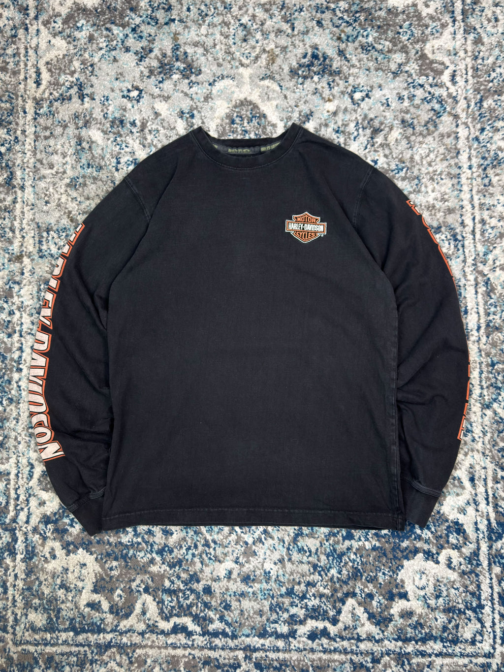 Vintage Harley Davidson Embroidered Classic Logo Long Sleeve Spellout T-Shirt Size Medium