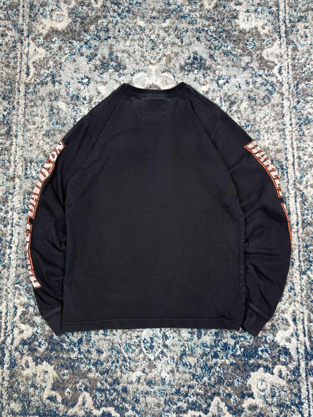 Vintage Harley Davidson Embroidered Classic Logo Long Sleeve Spellout T-Shirt Size Medium