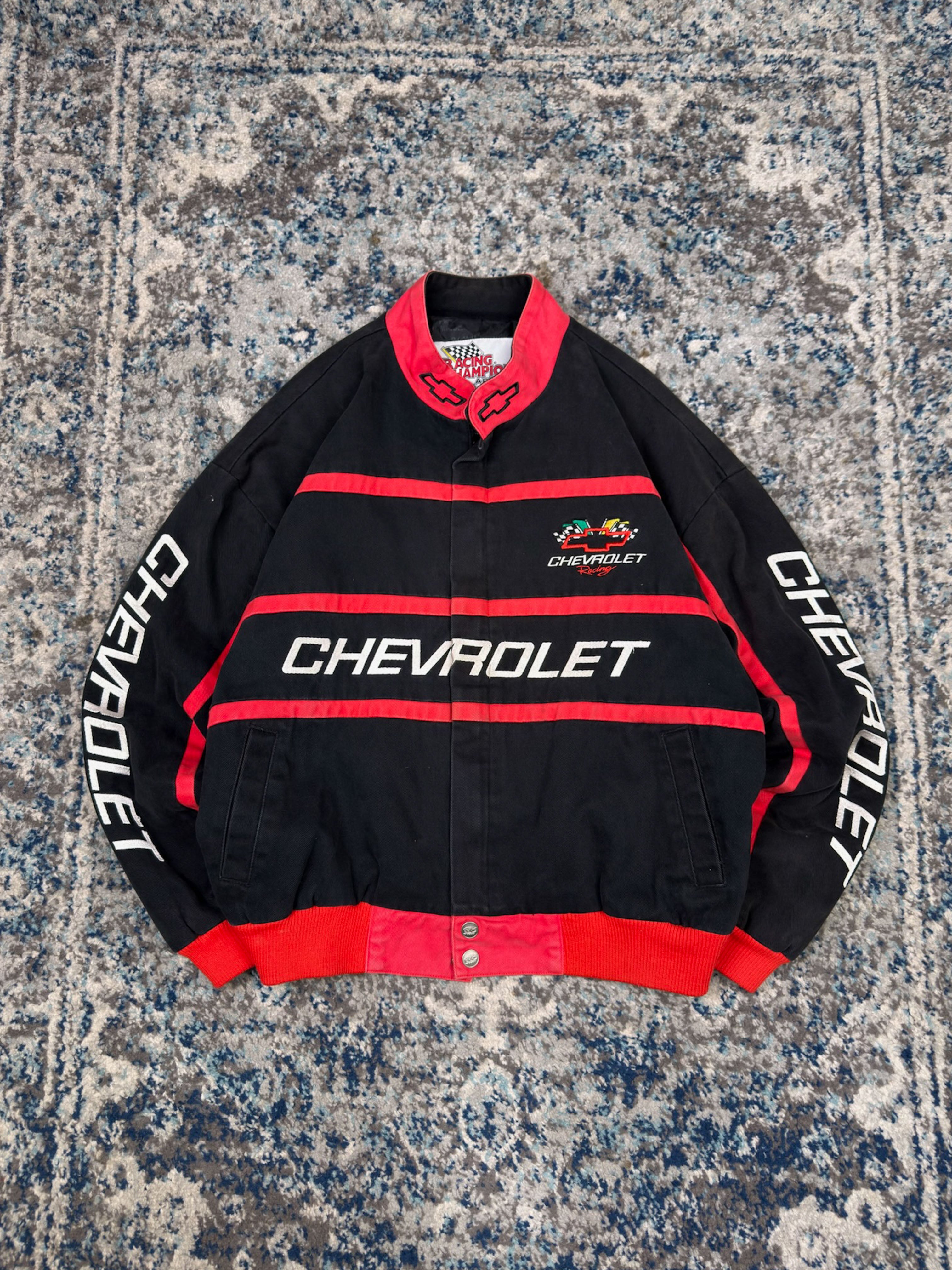 Vintage 90s Chevrolet Racing Embroidered Logo Spellout Racing Jacket Size Medium