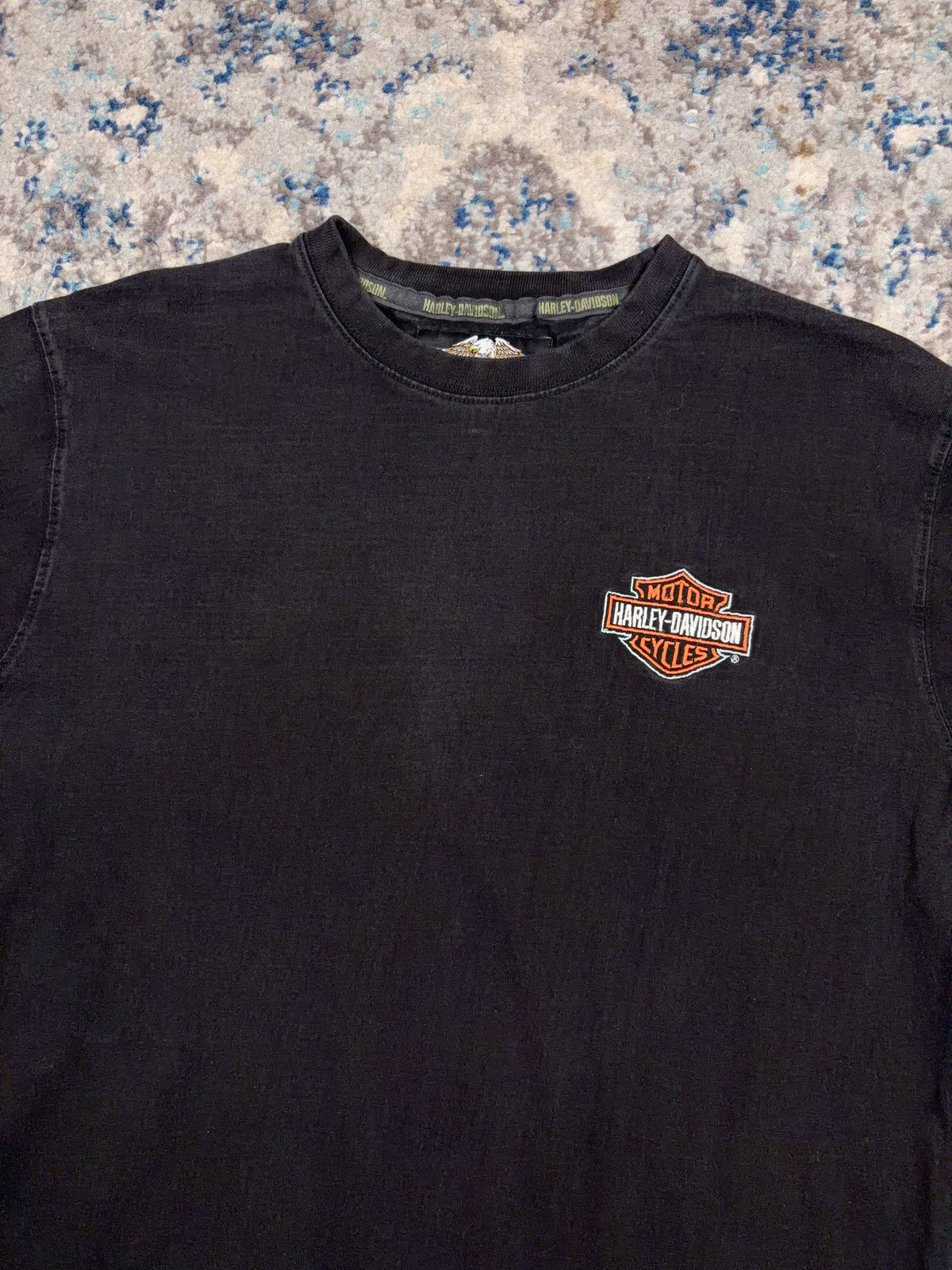 Vintage Harley Davidson Embroidered Classic Logo Long Sleeve Spellout T-Shirt Size Medium