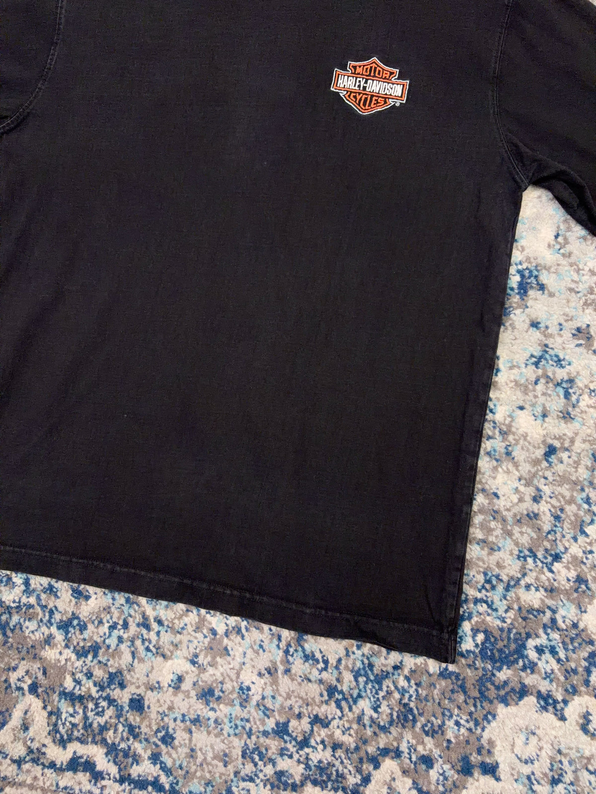 Vintage Harley Davidson Embroidered Classic Logo Long Sleeve Spellout T-Shirt Size Medium