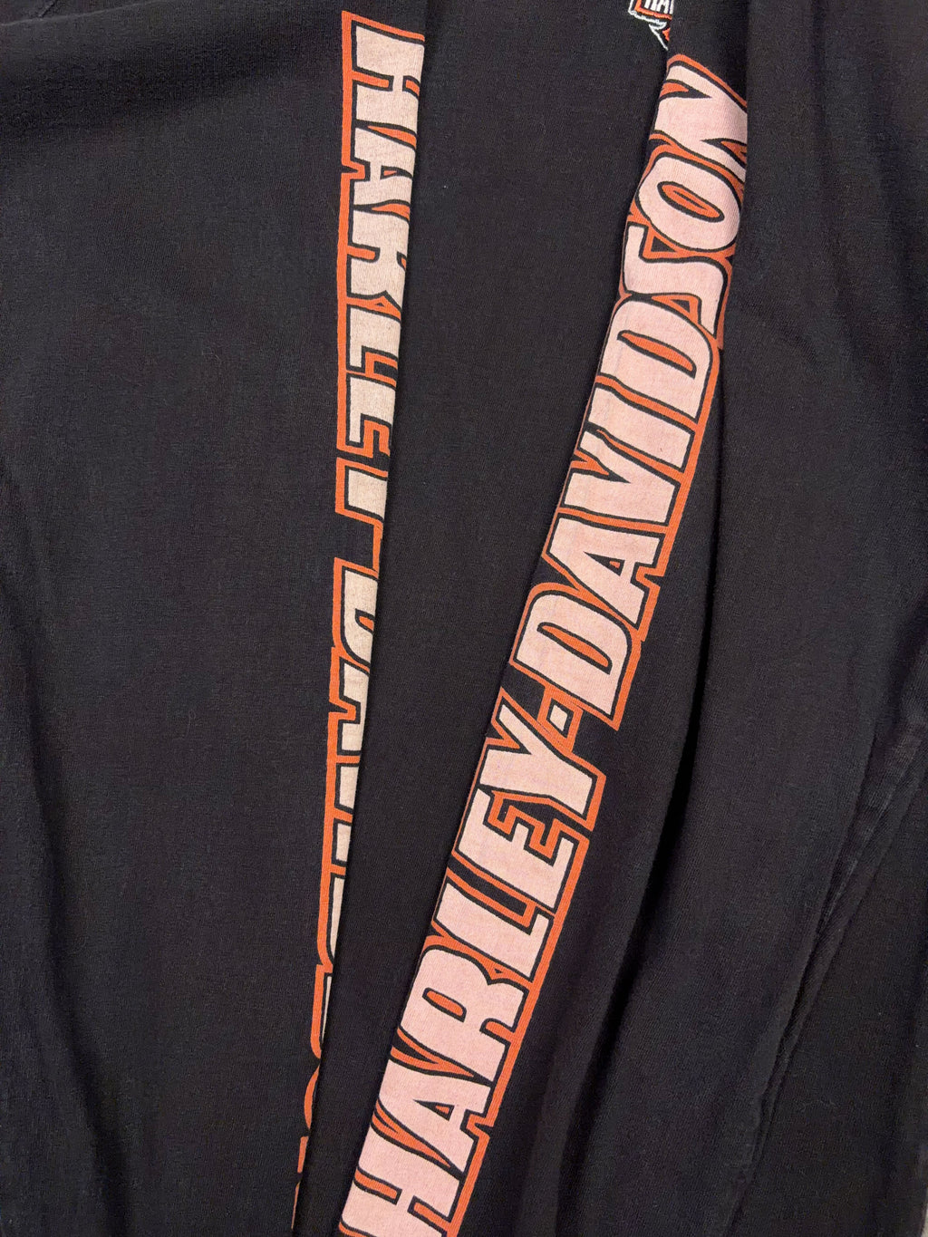 Vintage Harley Davidson Embroidered Classic Logo Long Sleeve Spellout T-Shirt Size Medium