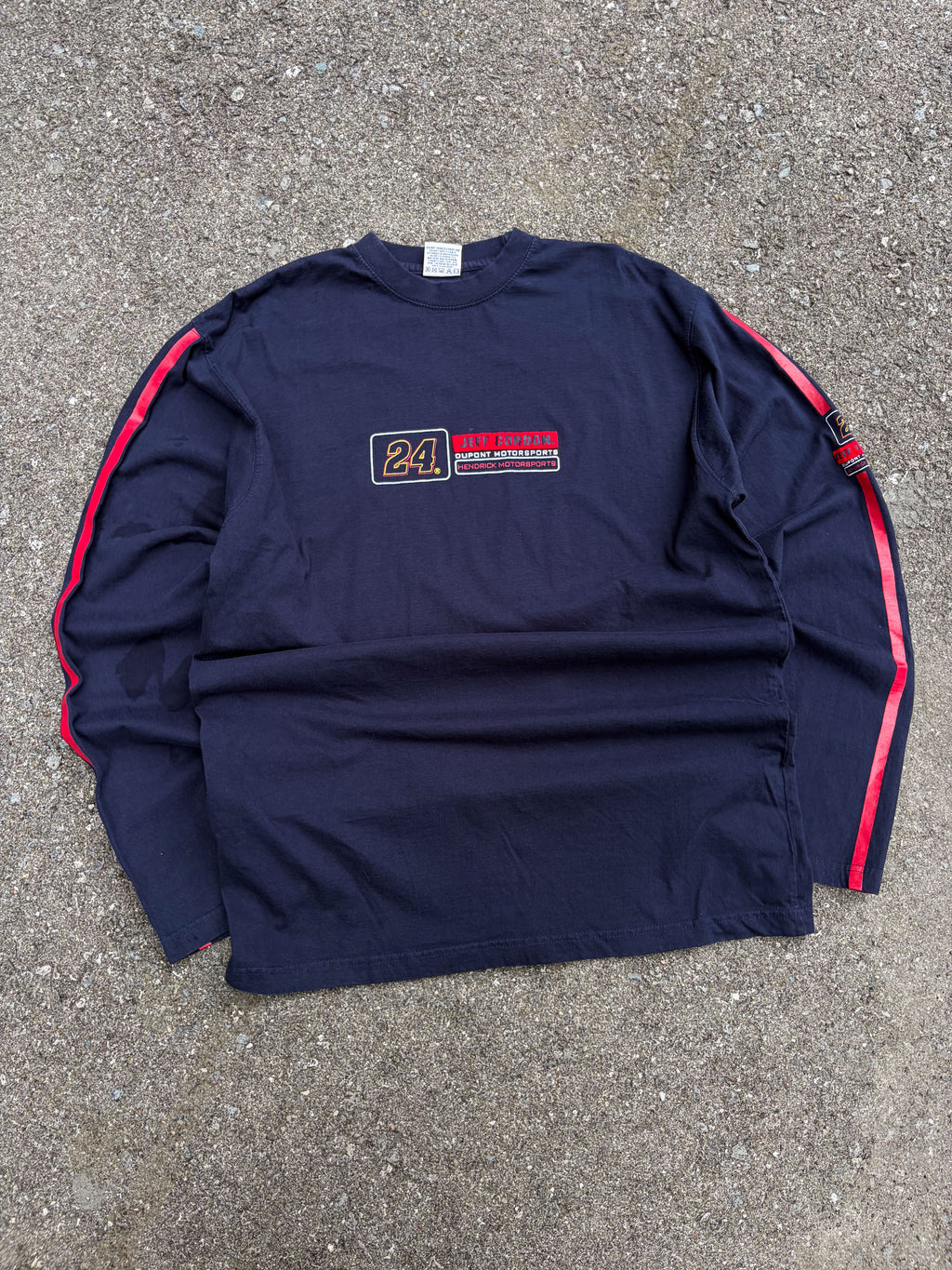 Vintage Jeff Gordon #24 Embroidered Spellout Long Sleeve Graphic T-Shirt Size Large