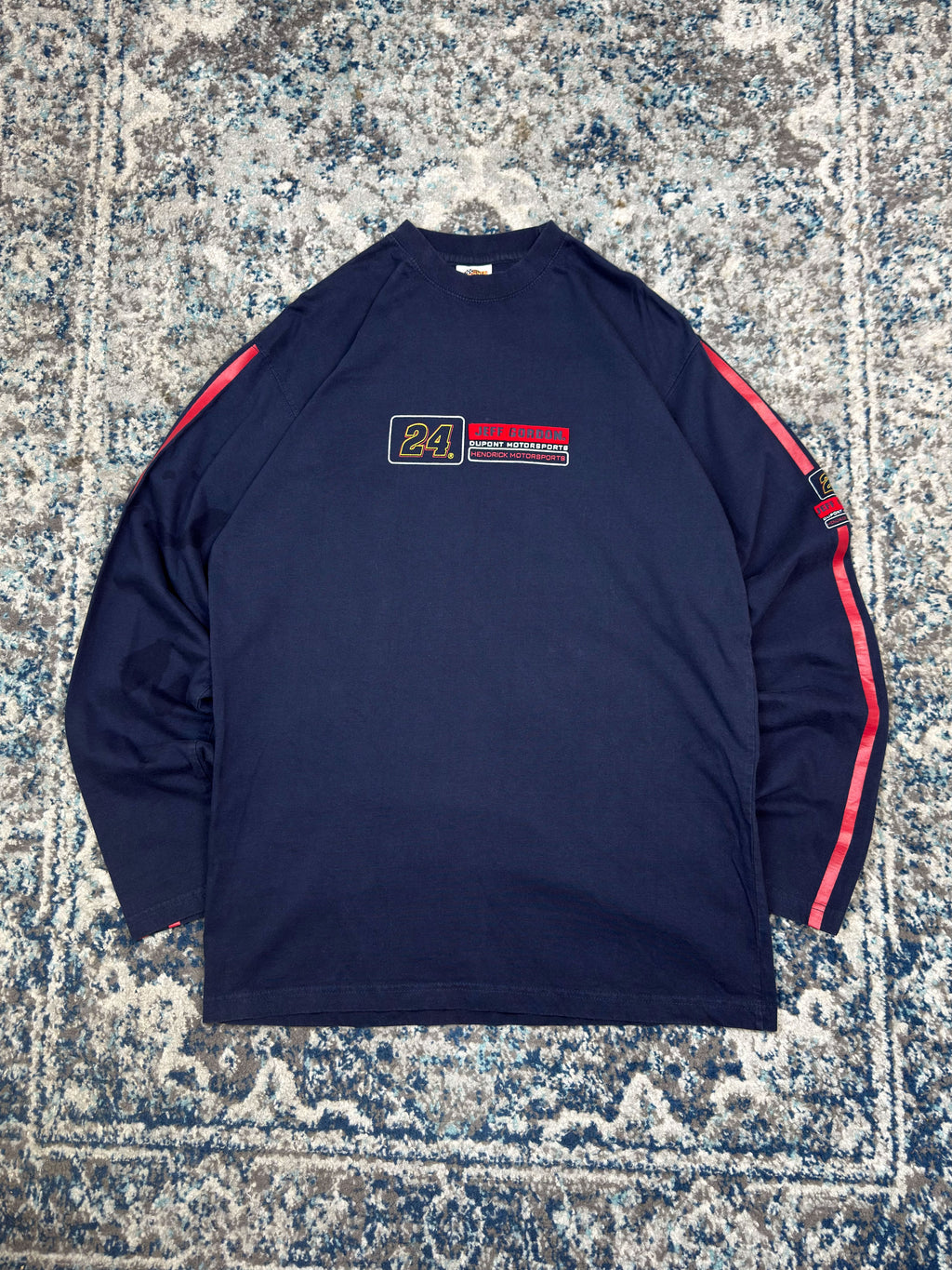 Vintage Jeff Gordon #24 Embroidered Spellout Long Sleeve Graphic T-Shirt Size Large