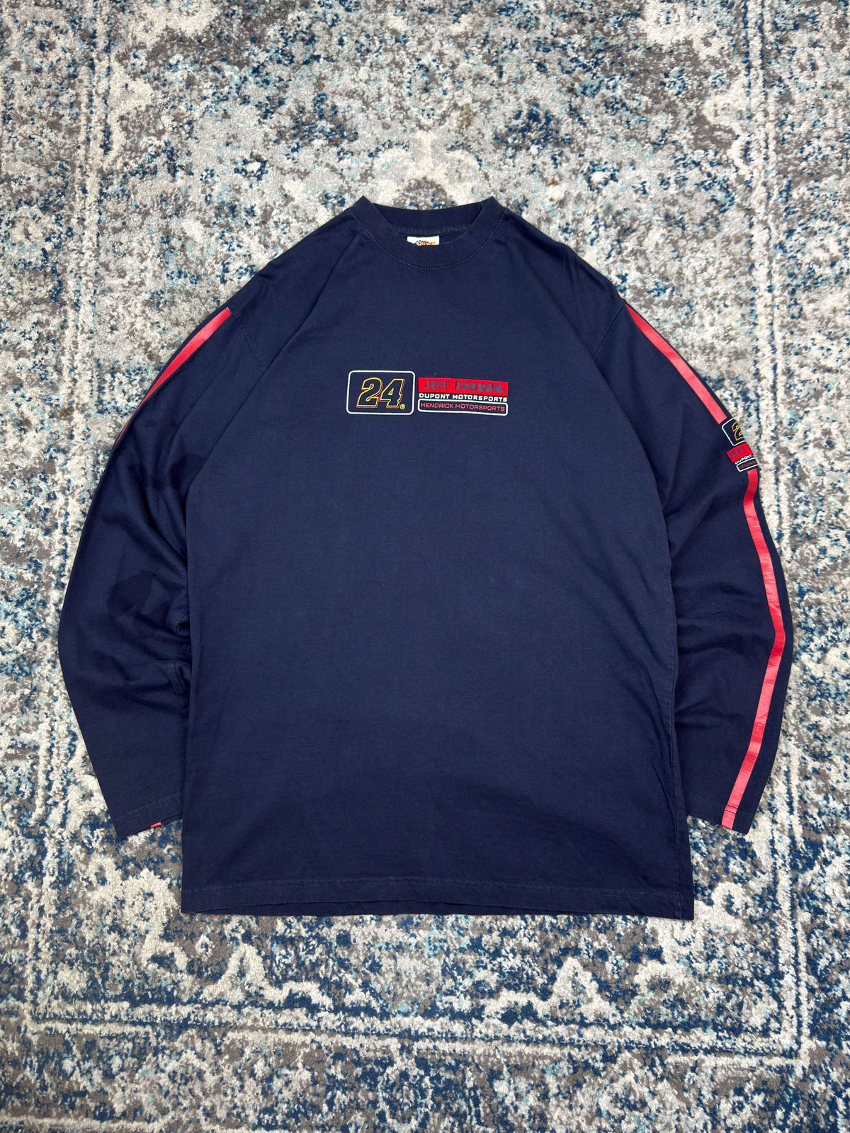 Vintage Jeff Gordon #24 Embroidered Spellout Long Sleeve Graphic T-Shirt Size Large