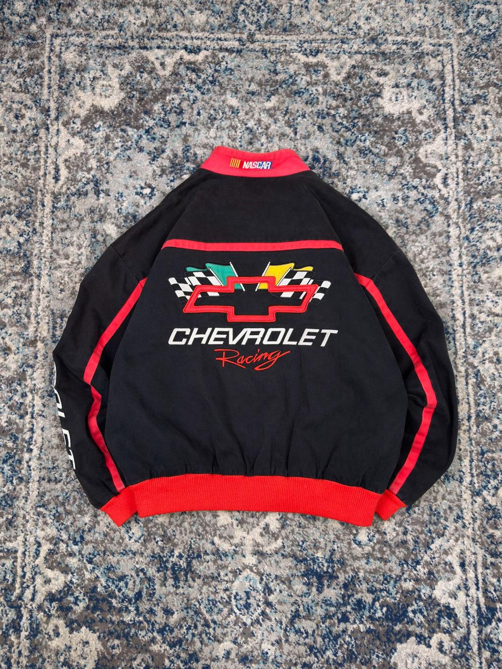Vintage 90s Chevrolet Racing Embroidered Logo Spellout Racing Jacket Size Medium