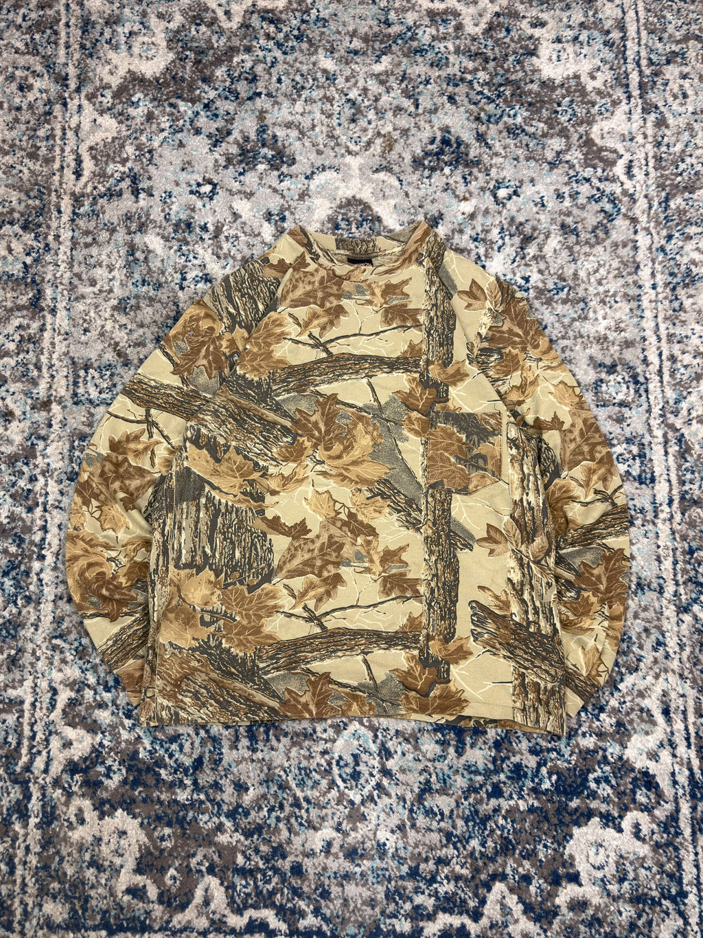 Vintage Rattlers Brand Realtree Timber Camo Long Sleeve Hunting T-Shirt Size Large
