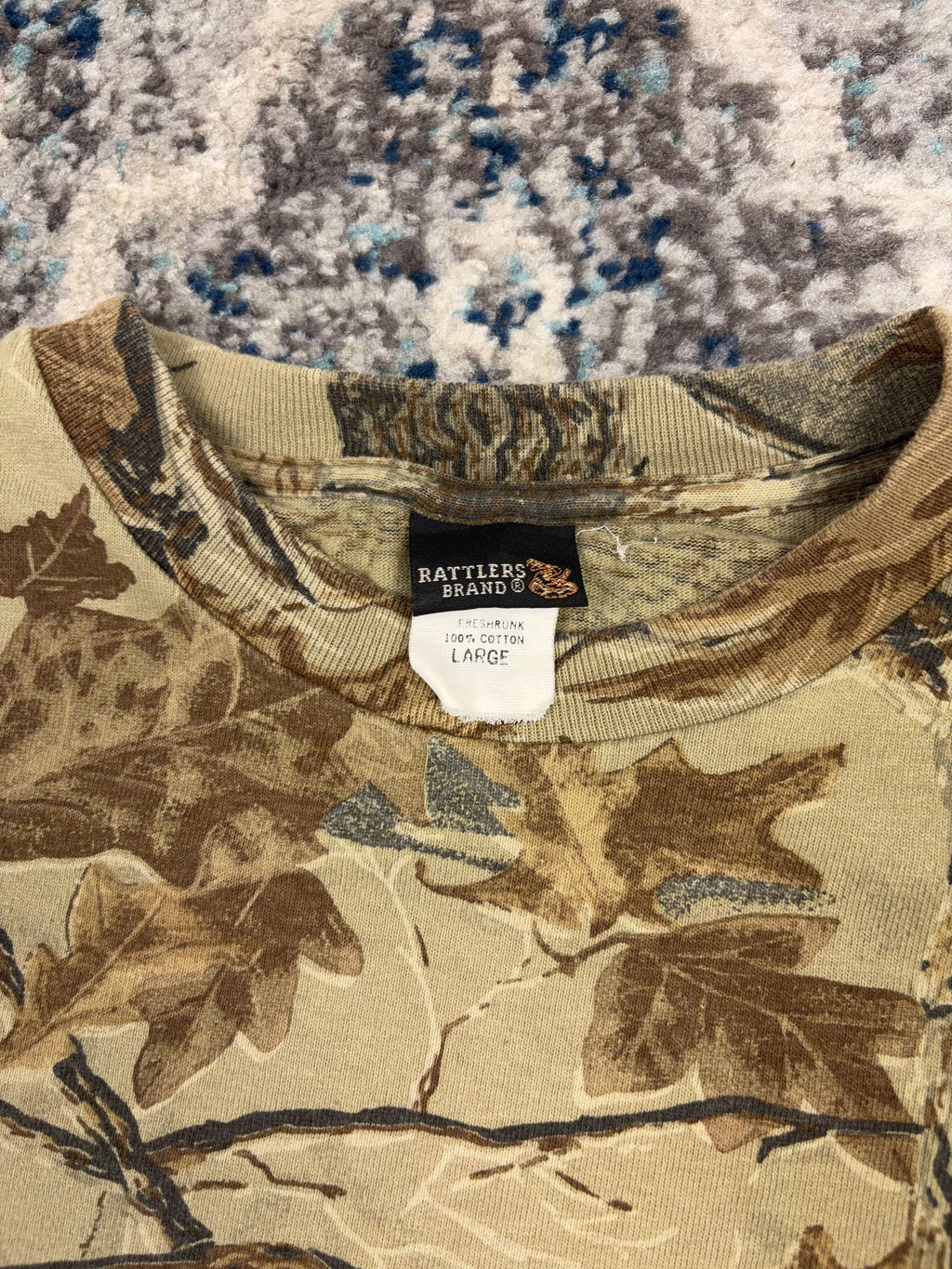 Vintage Rattlers Brand Realtree Timber Camo Long Sleeve Hunting T-Shirt Size Large