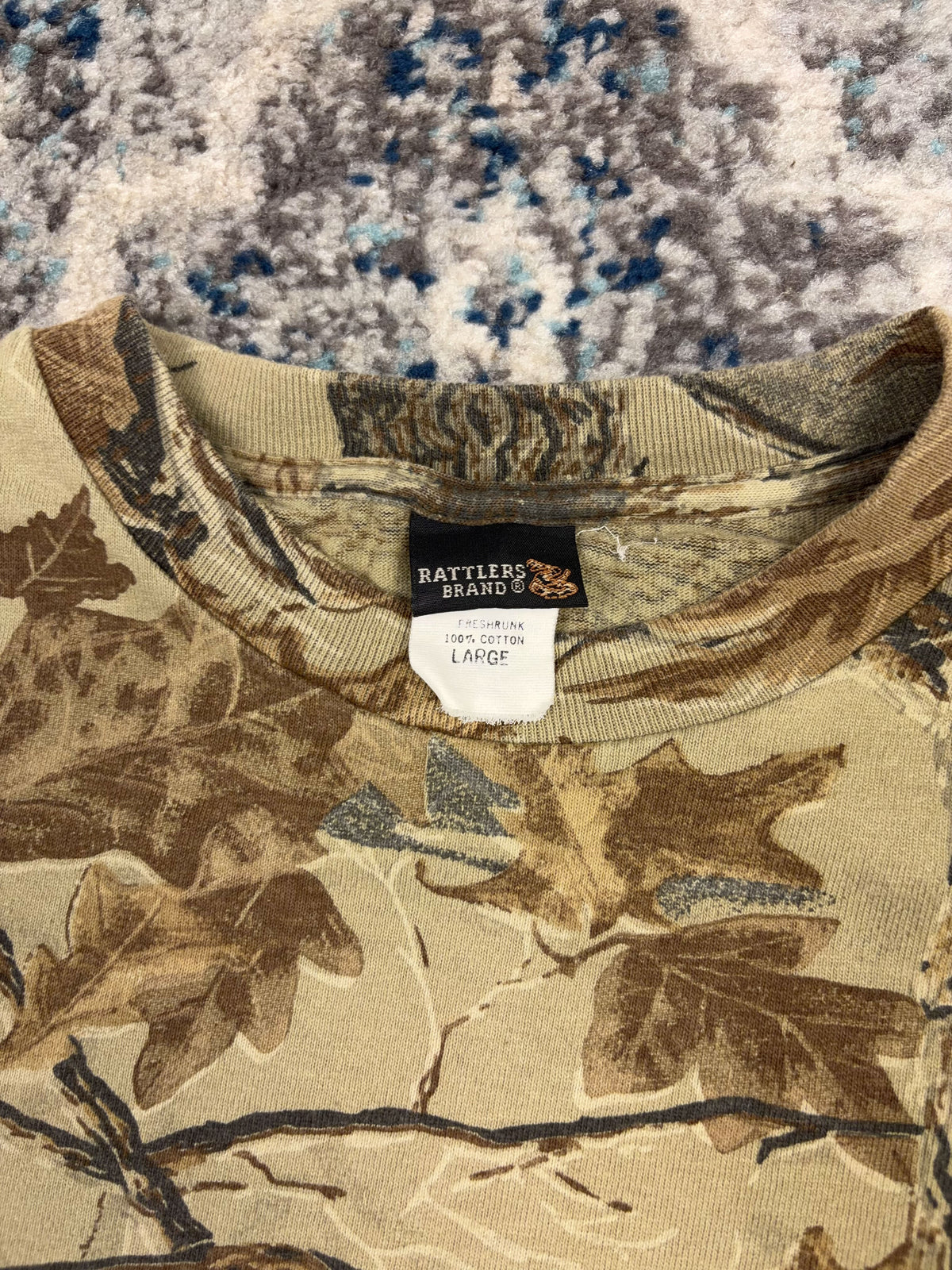 Vintage Rattlers Brand Realtree Timber Camo Long Sleeve Hunting T-Shirt Size Large