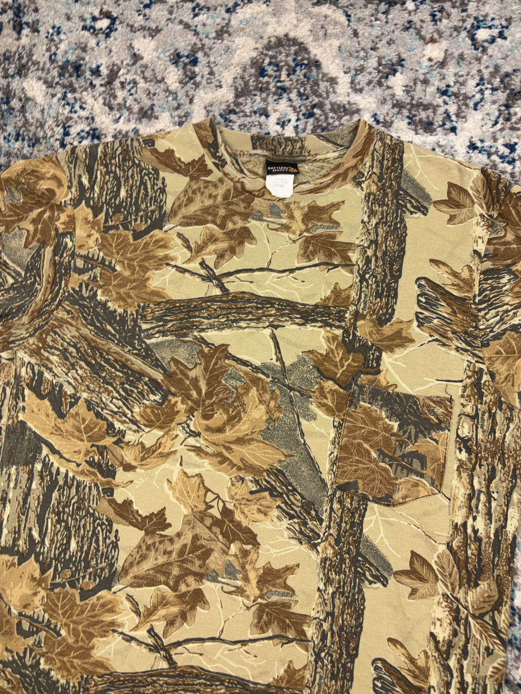 Vintage Rattlers Brand Realtree Timber Camo Long Sleeve Hunting T-Shirt Size Large