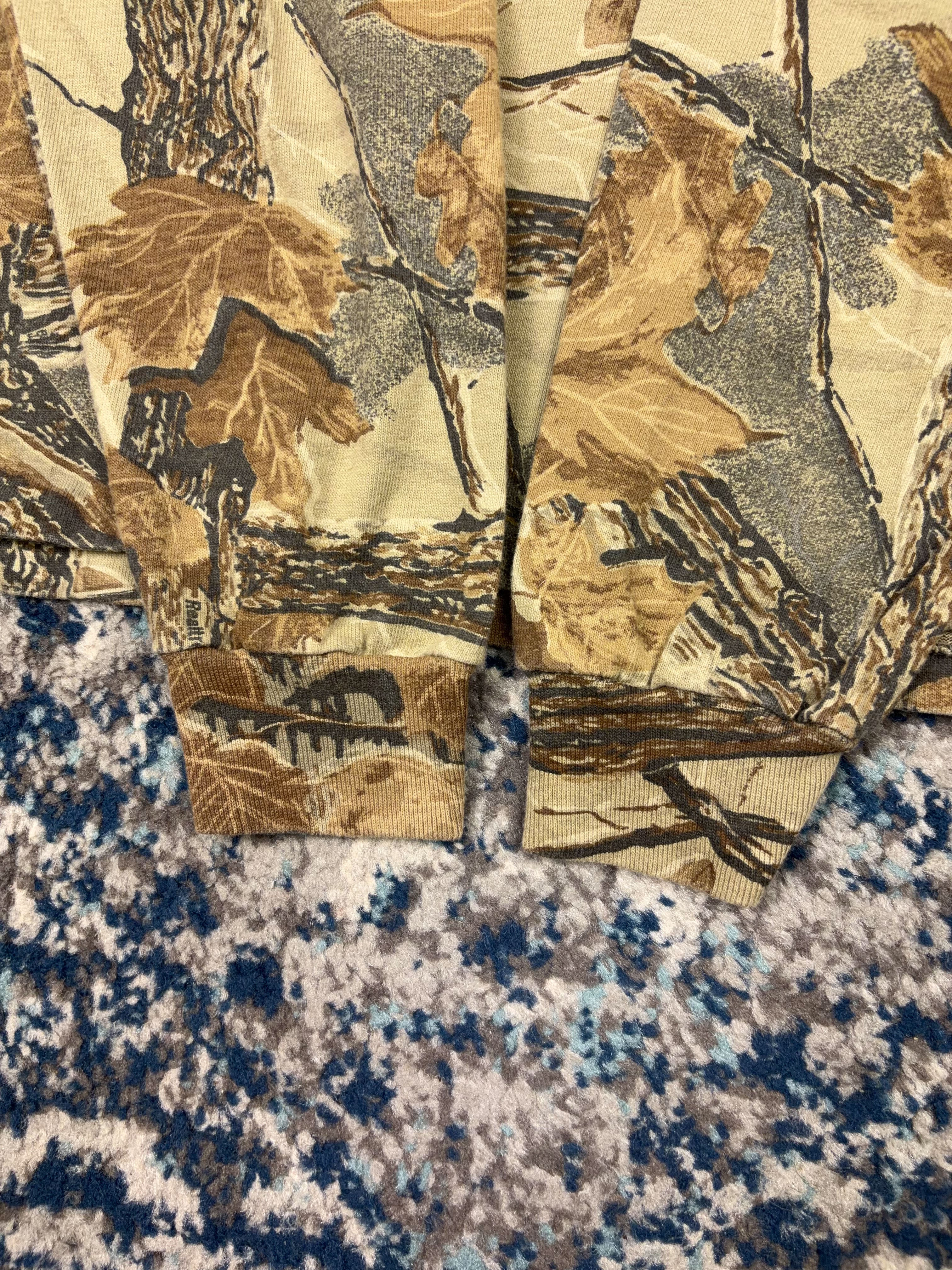 Vintage Rattlers Brand Realtree Timber Camo Long Sleeve Hunting T-Shirt Size Large
