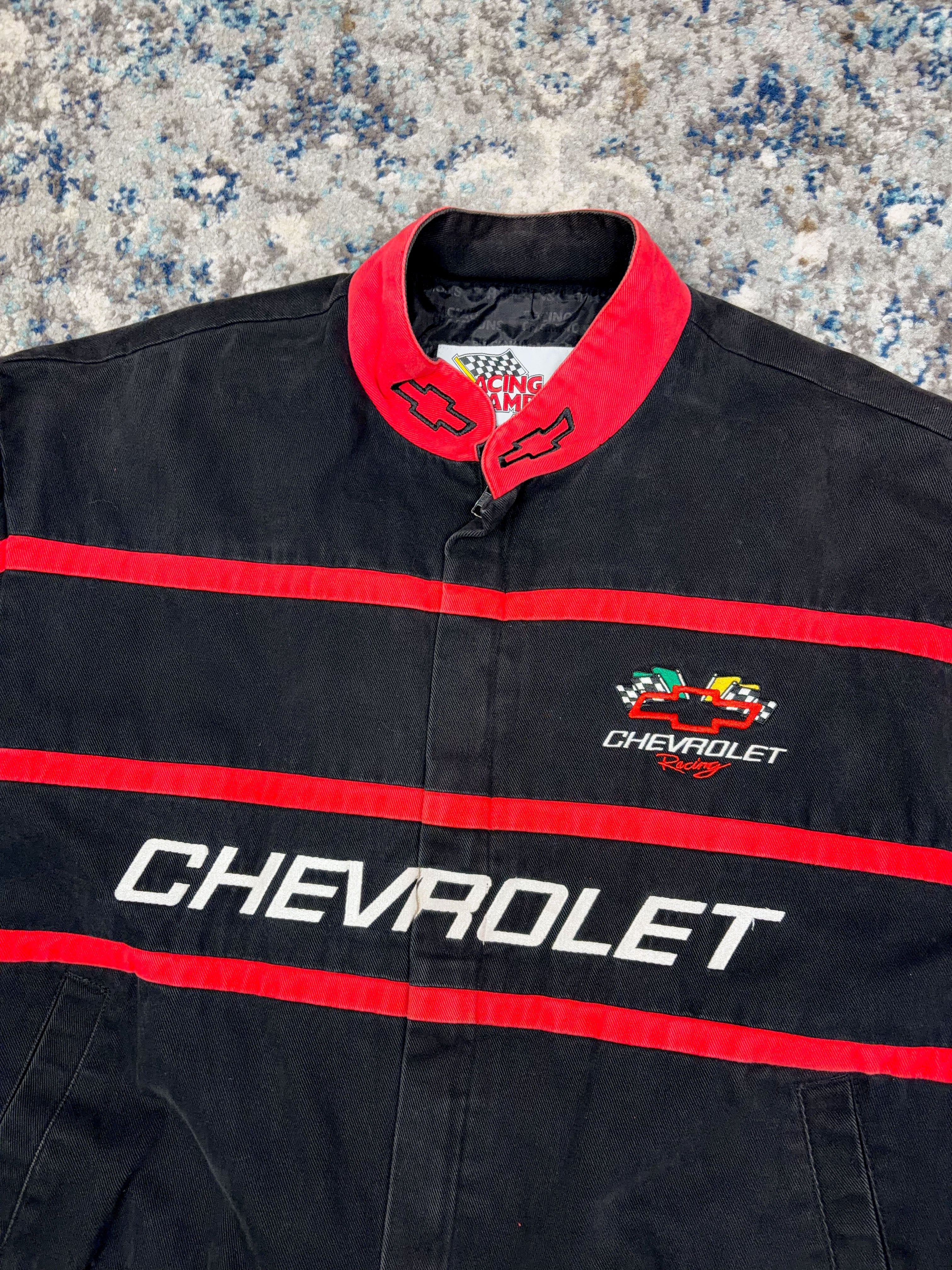 Vintage 90s Chevrolet Racing Embroidered Logo Spellout Racing Jacket Size Medium