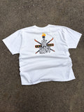Vintage 1998 Ski Hard Die Happy Skull & Crossbones Graphic T-Shirt Size Large