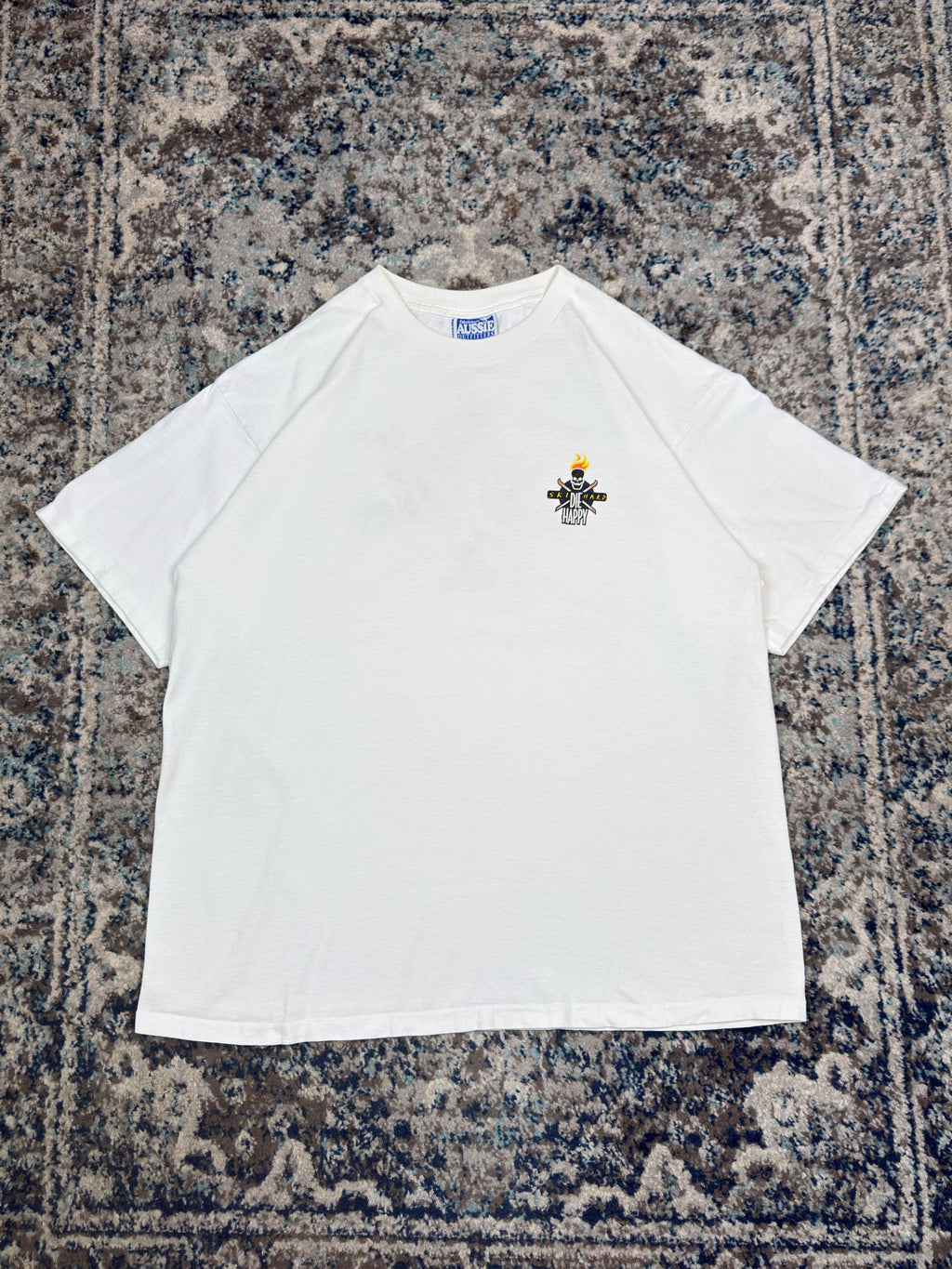 Vintage 1998 Ski Hard Die Happy Skull & Crossbones Graphic T-Shirt Size Large