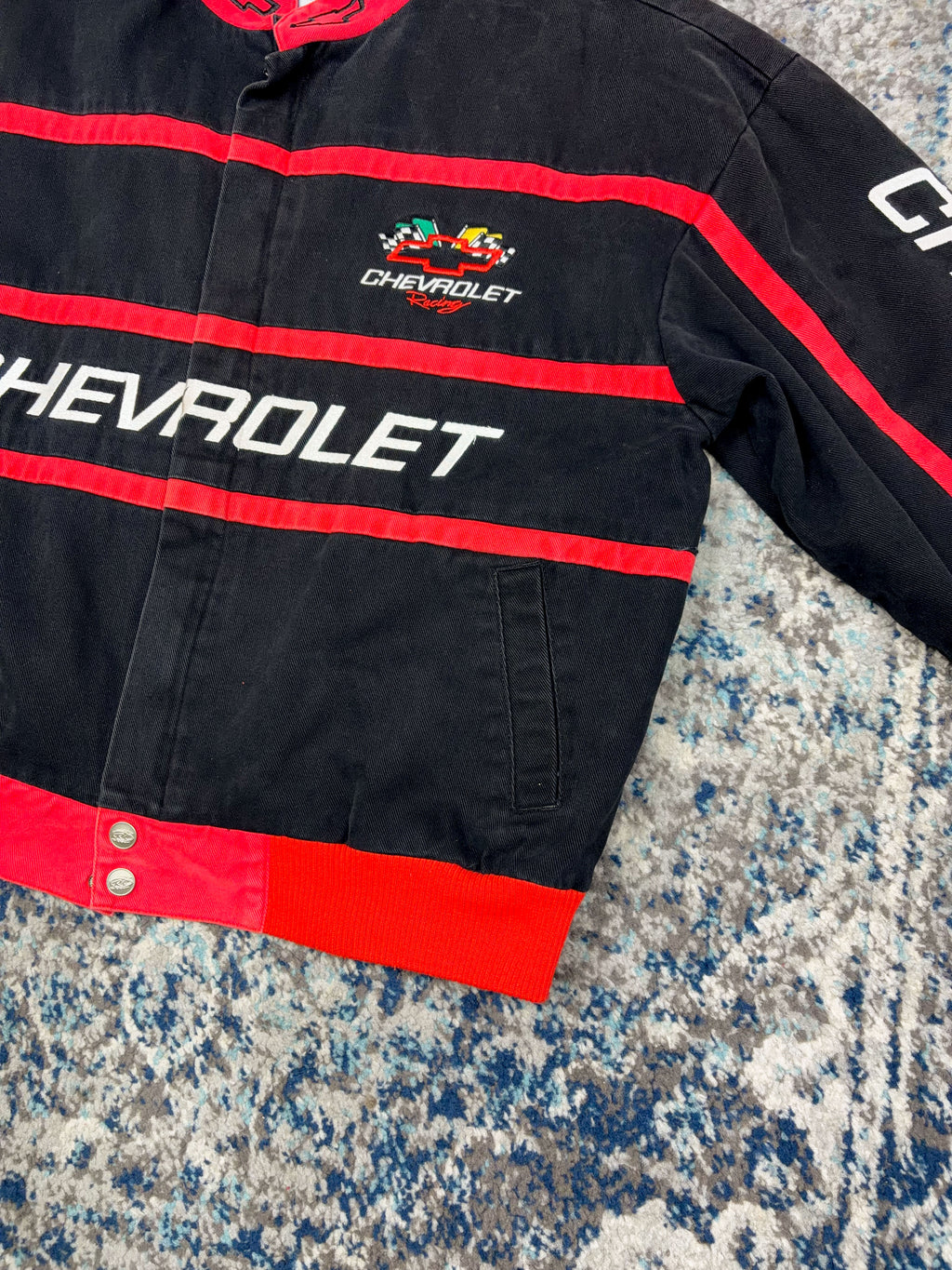 Vintage 90s Chevrolet Racing Embroidered Logo Spellout Racing Jacket Size Medium
