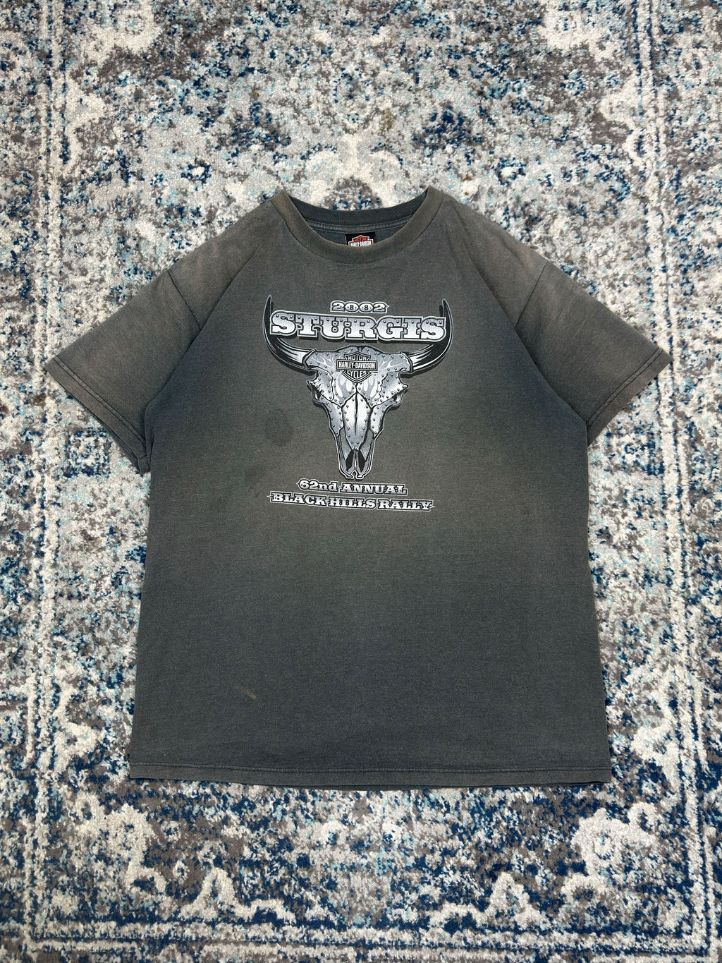 Vintage 2002 Harley Davidson Sturgis 62nd Black Hills Rally Graphic T-Shirt Size XL