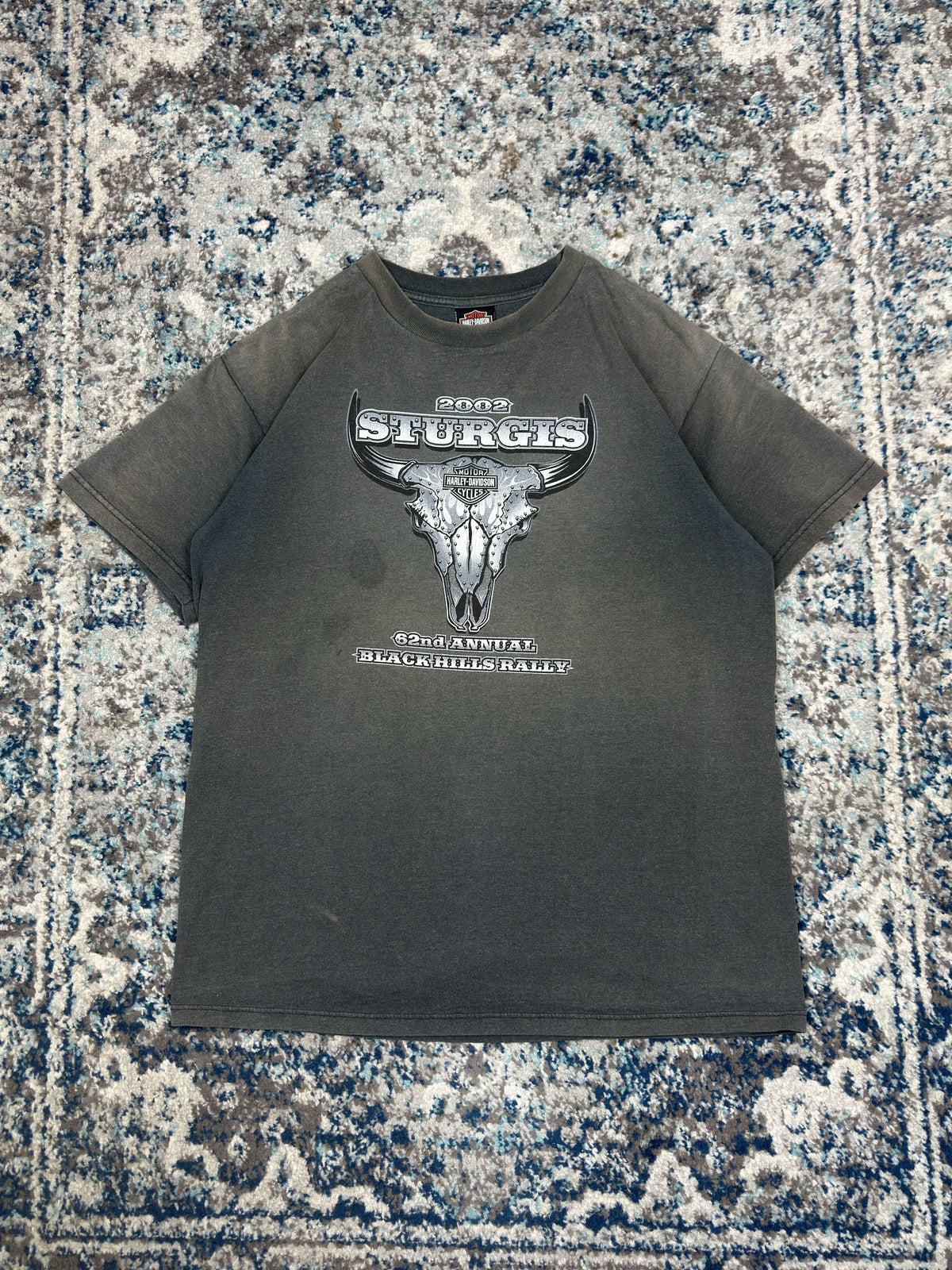 Vintage 2002 Harley Davidson Sturgis 62nd Black Hills Rally Graphic T-Shirt Size XL