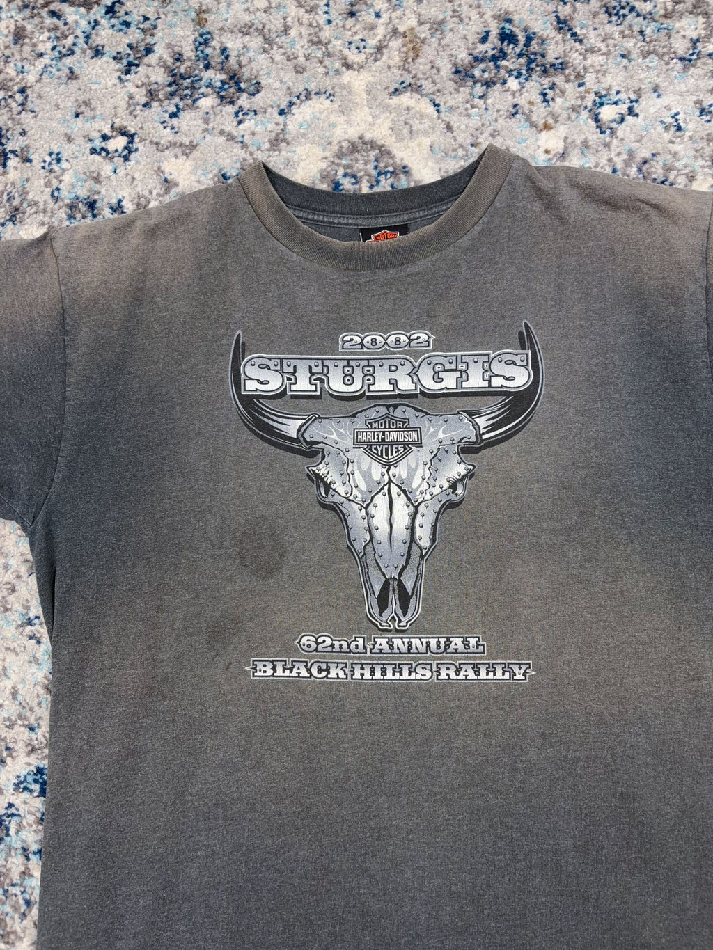Vintage 2002 Harley Davidson Sturgis 62nd Black Hills Rally Graphic T-Shirt Size XL