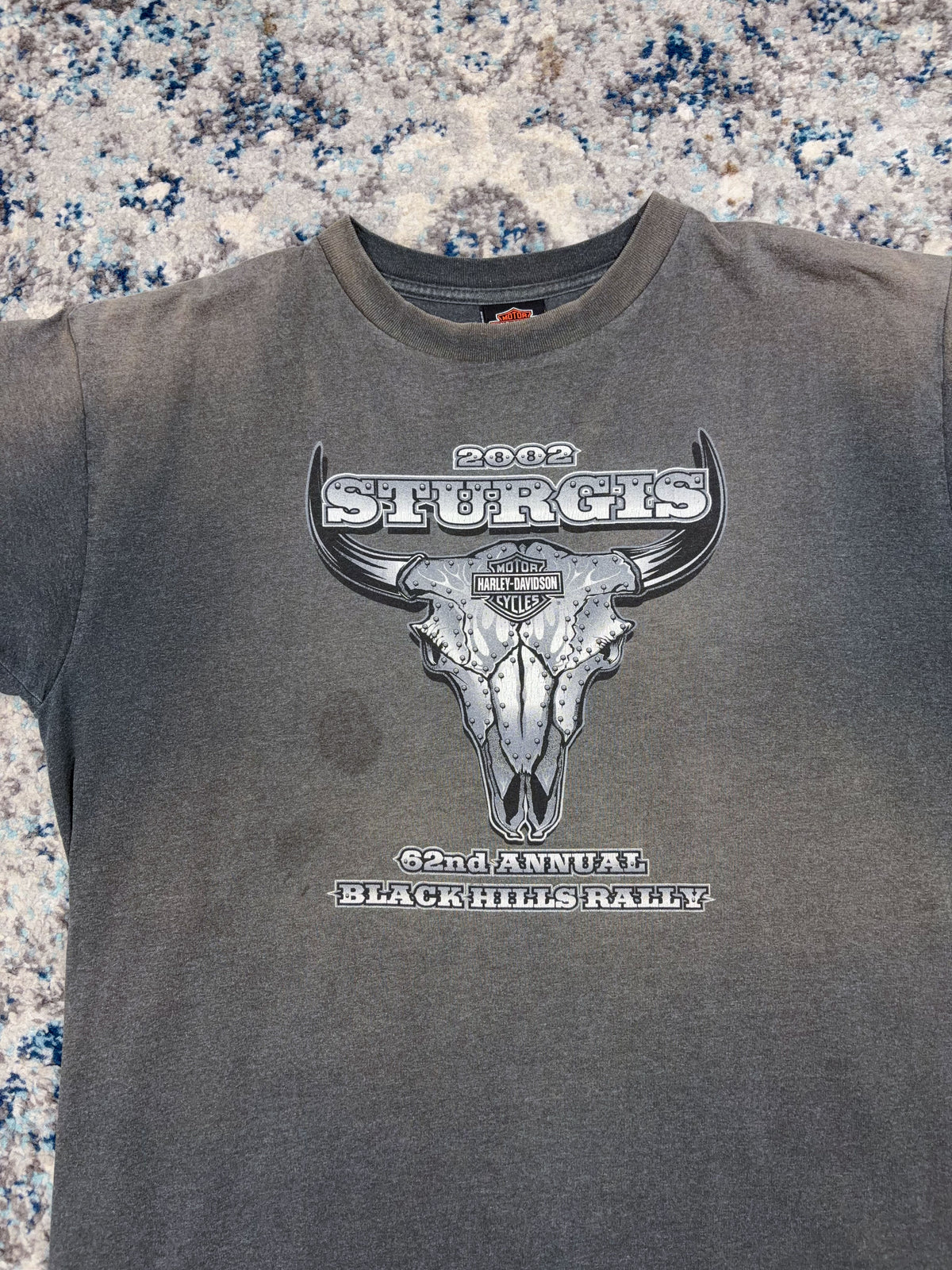 Vintage 2002 Harley Davidson Sturgis 62nd Black Hills Rally Graphic T-Shirt Size XL